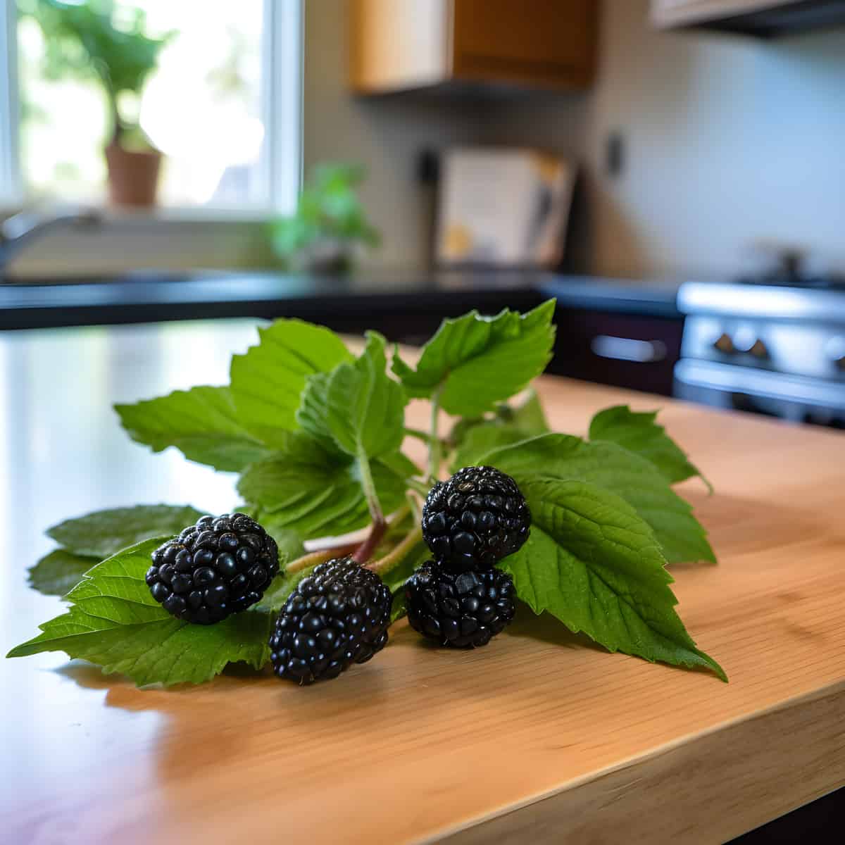 Cutleaf Evergreen Blackberries on a kitchen counter