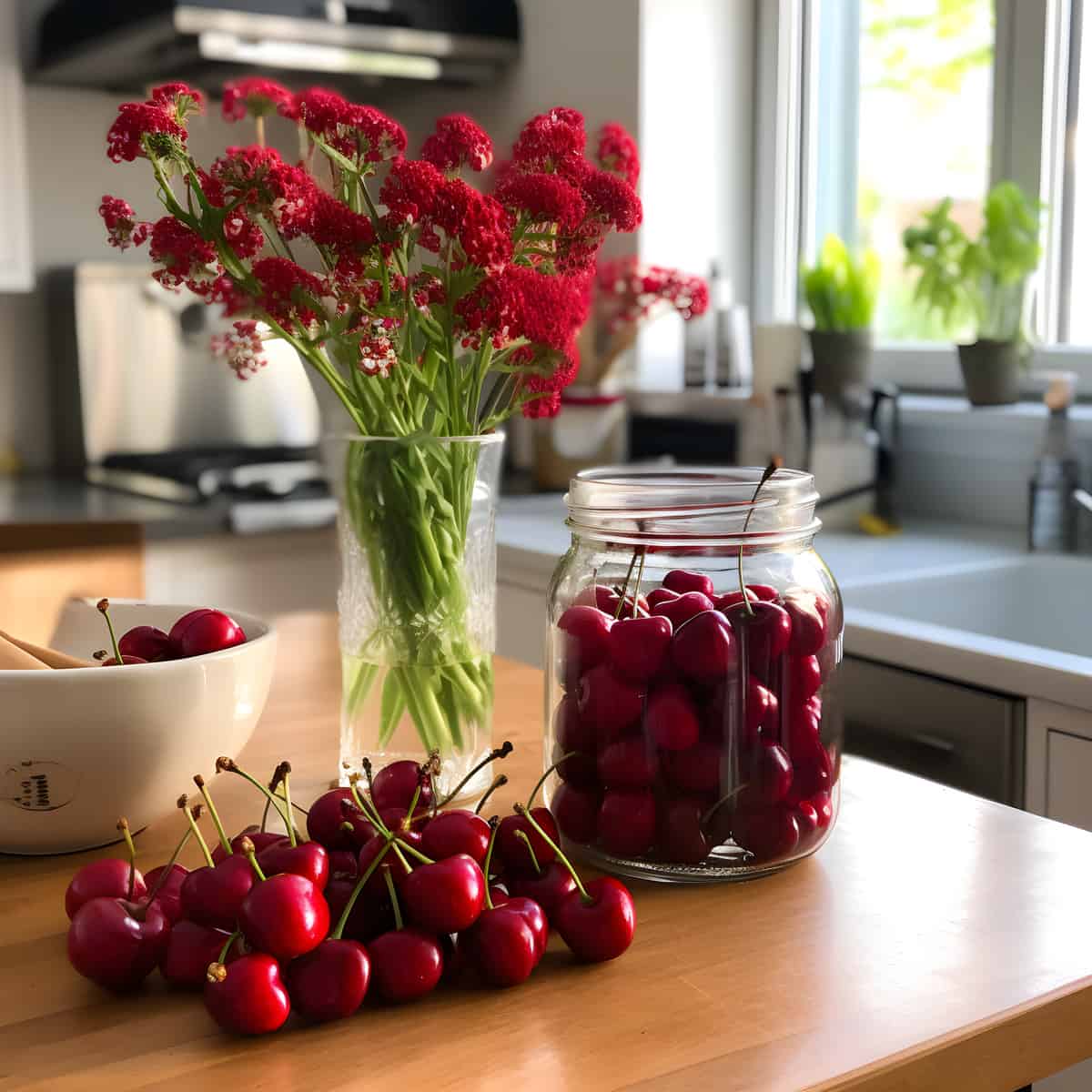 Cyclamin Cherries on a kitchen counter