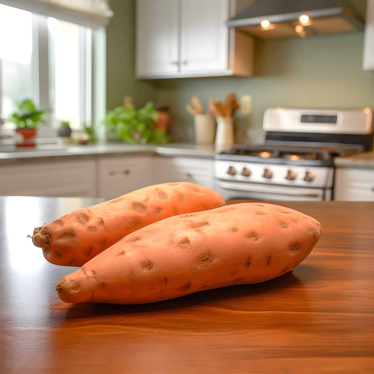 Darby Sweet Potatoes on a kitchen counter