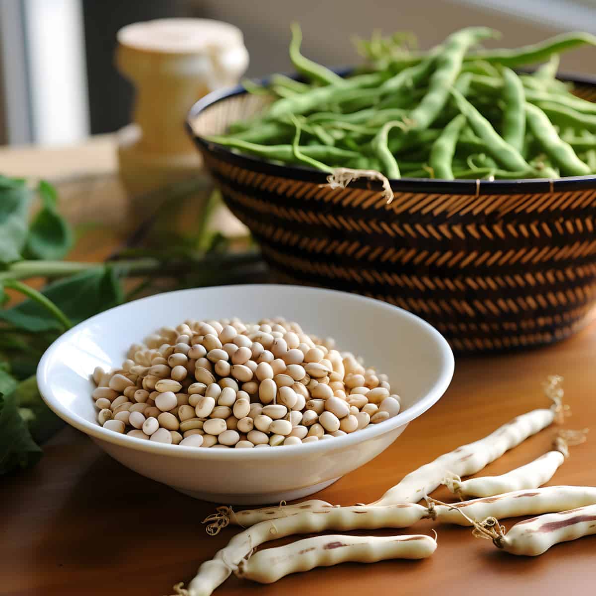 Dry Cowpeas on a kitchen counter