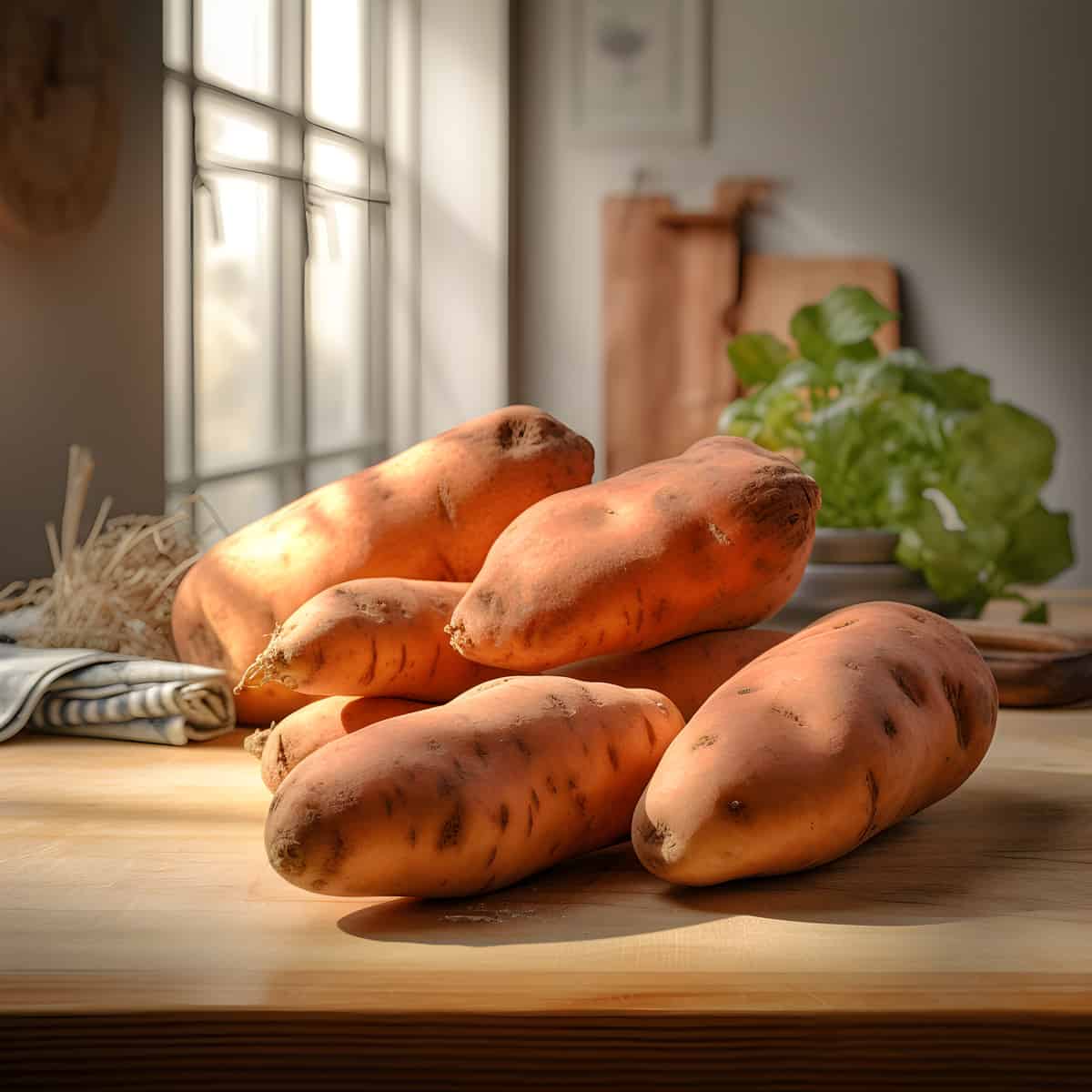 Early Sweet Or T Sweet Potatoes on a kitchen counter