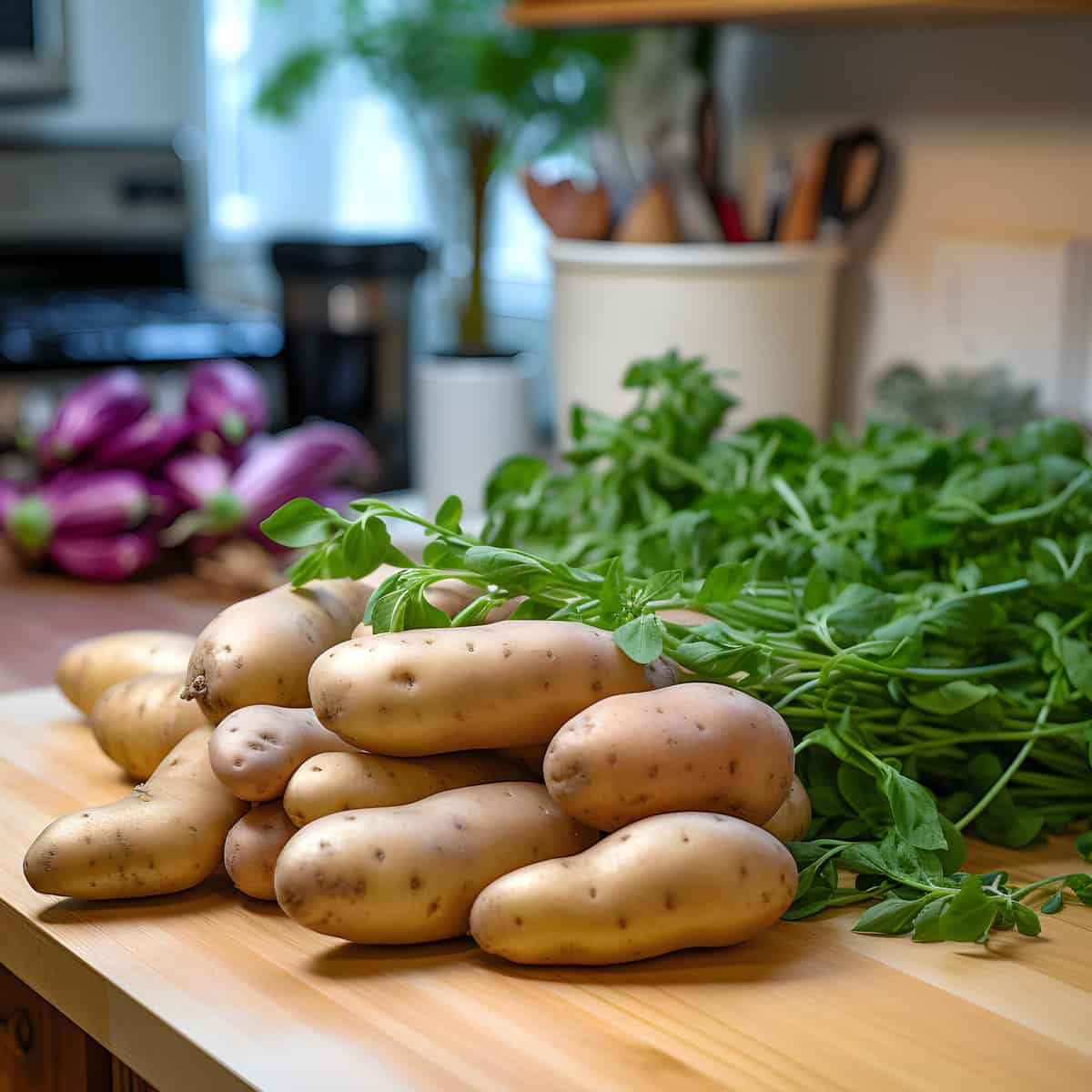 Fingerling Potatoes on a kitchen counter
