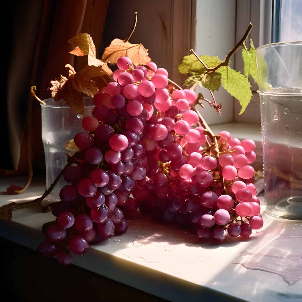 Fox Grapes on a kitchen counter