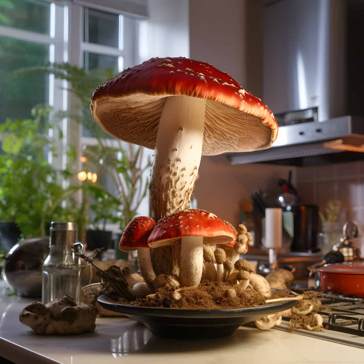 Garden Giant Mushrooms on a kitchen counter
