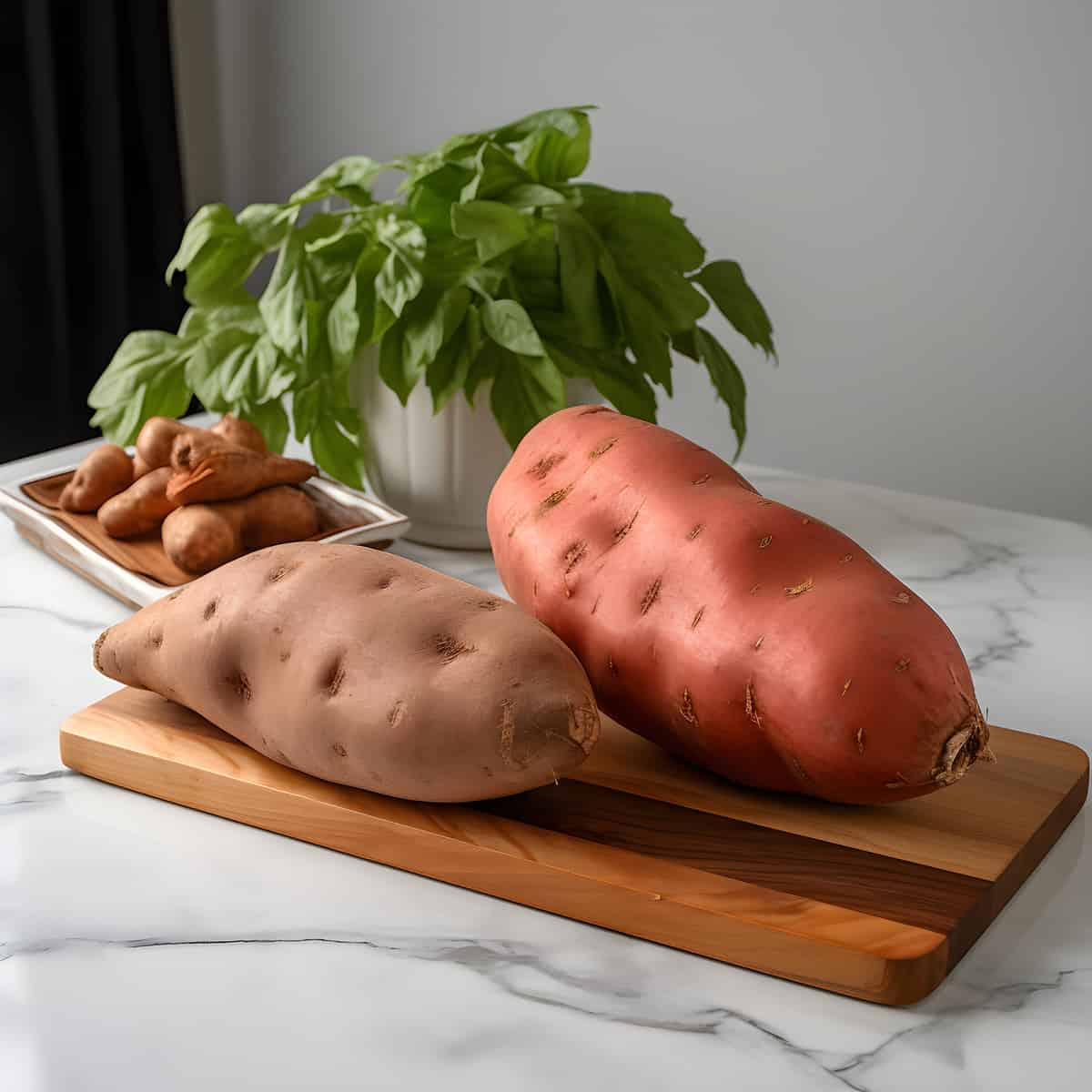 Georgia Red Or T Sweet Potatoes on a kitchen counter