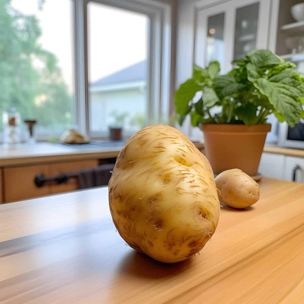 German Butterball Potatoes on a kitchen counter