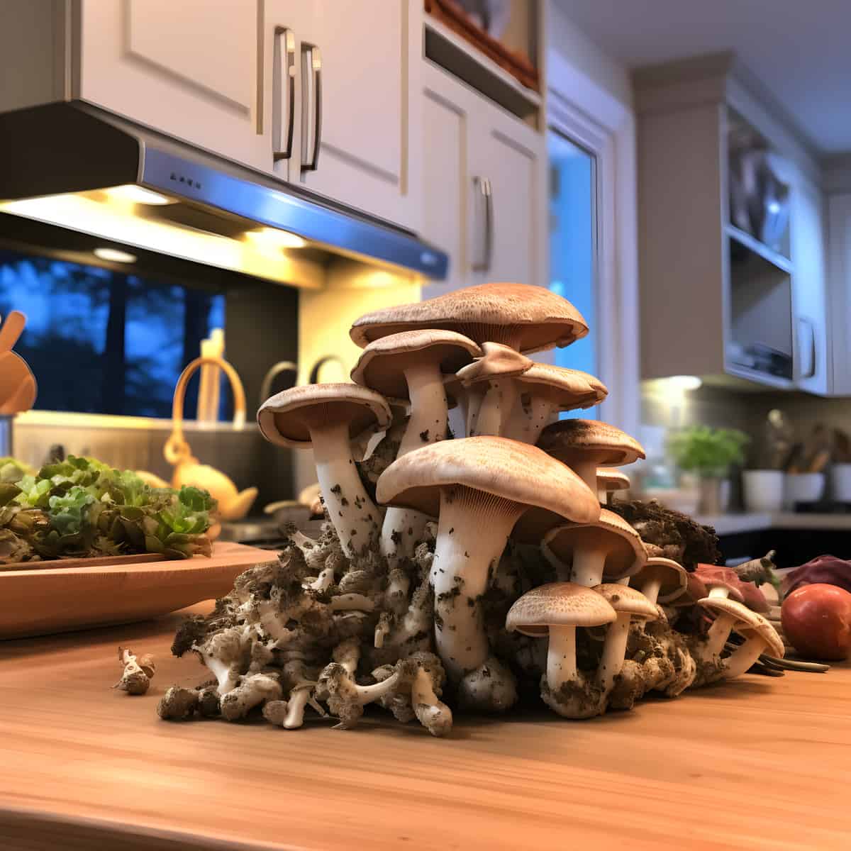 Gypsy Mushrooms on a kitchen counter