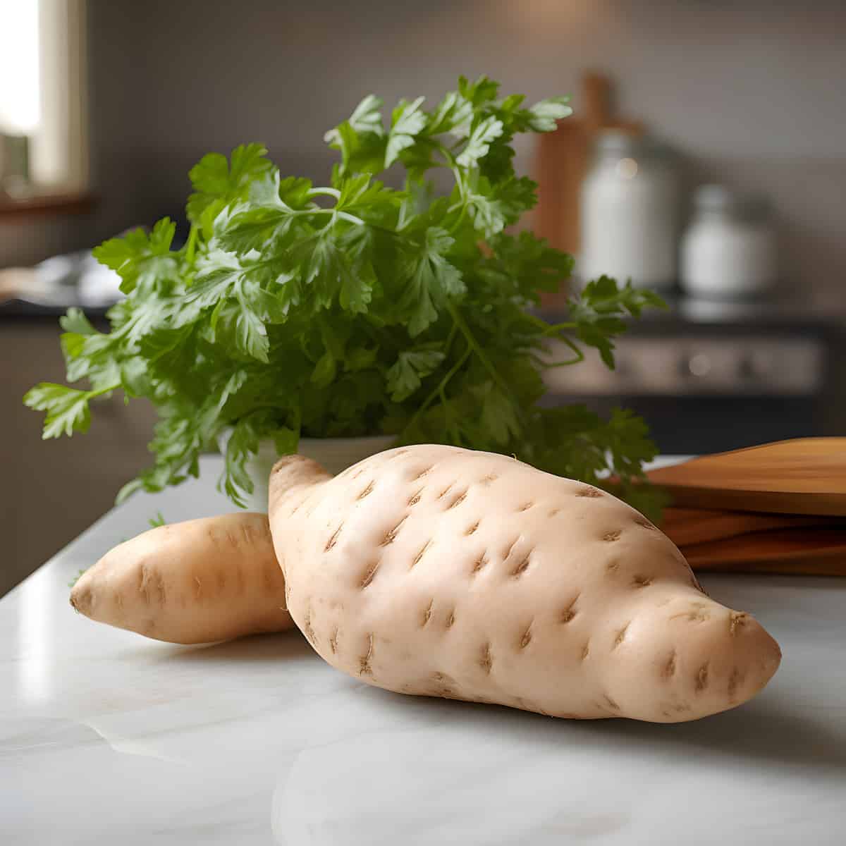 Hutihuti Sweet Potatoes on a kitchen counter