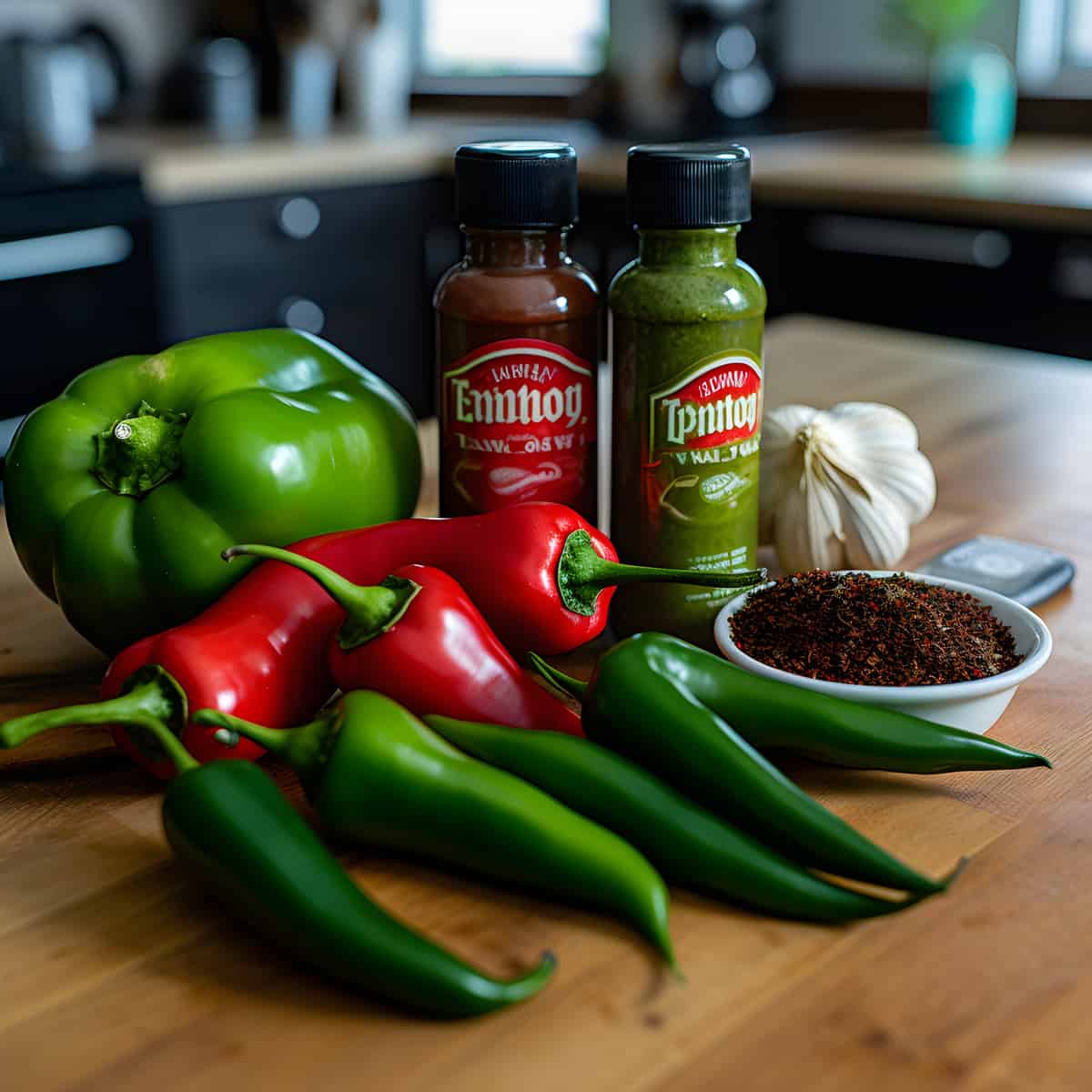Jalapeno Condiments on a kitchen counter