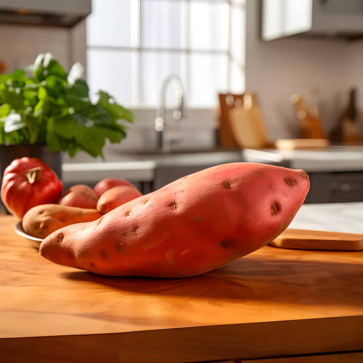 Jersey Red Sweet Potatoes on a kitchen counter