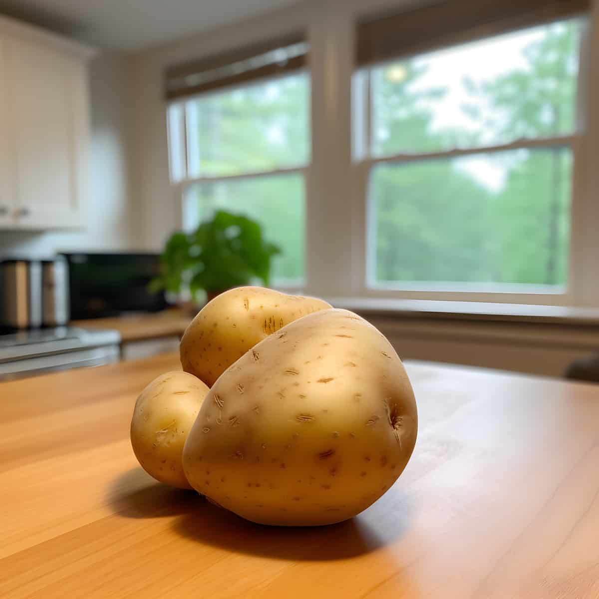 Kennebec Potatoes on a kitchen counter