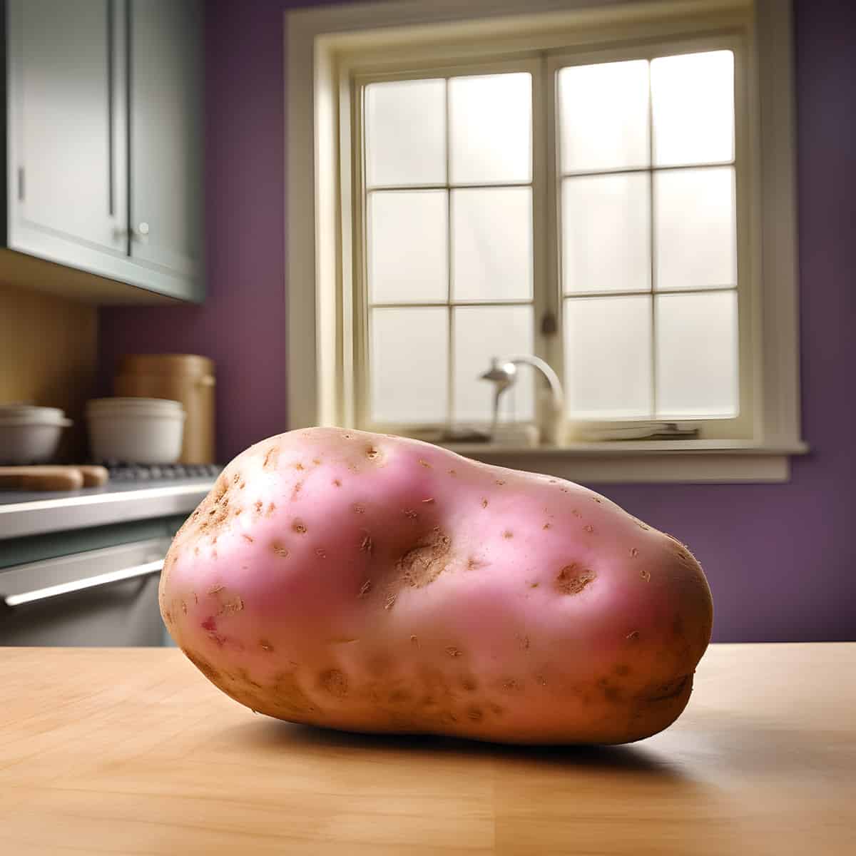 Kerrs Pink Potatoes on a kitchen counter