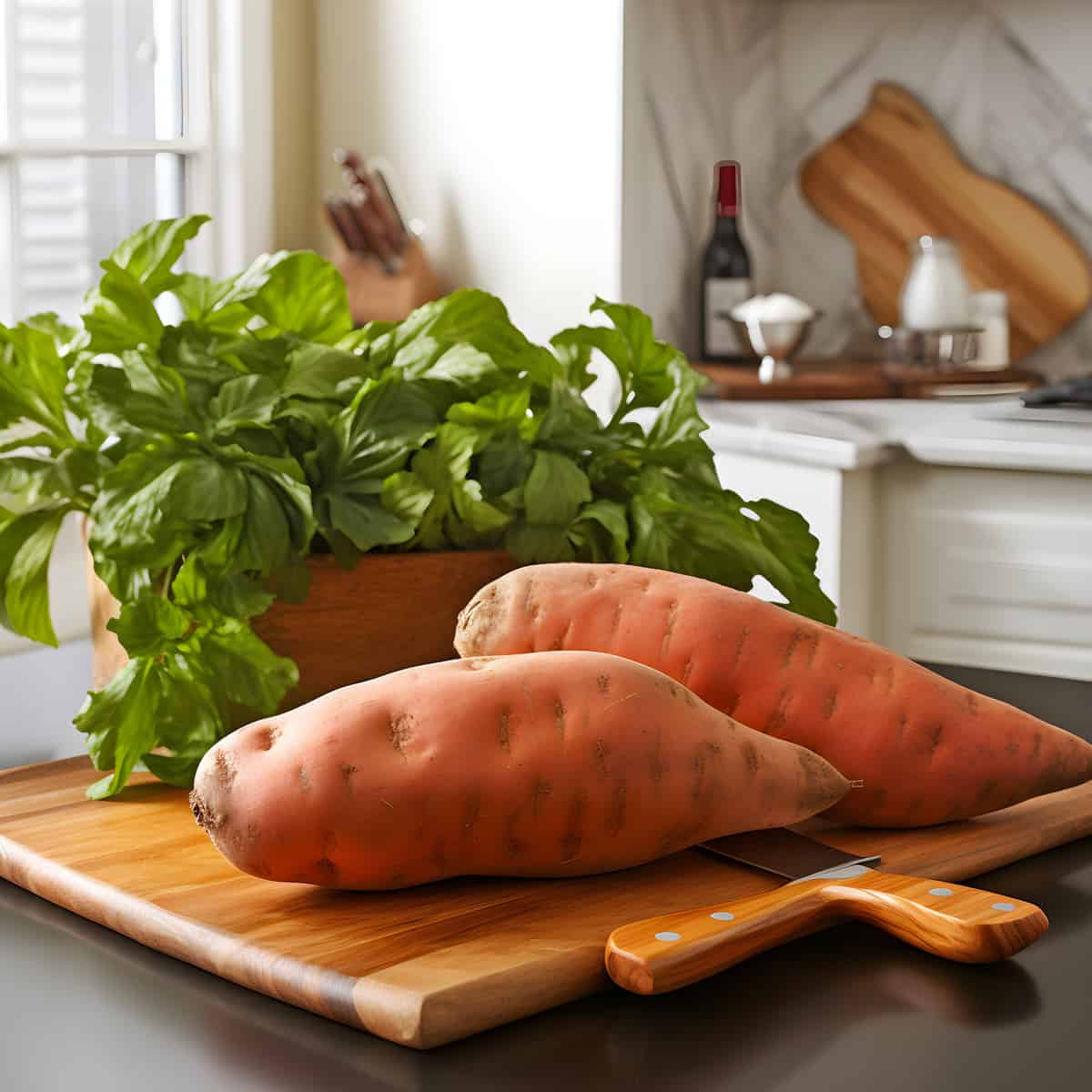 Kona B Sweet Potatoes on a kitchen counter
