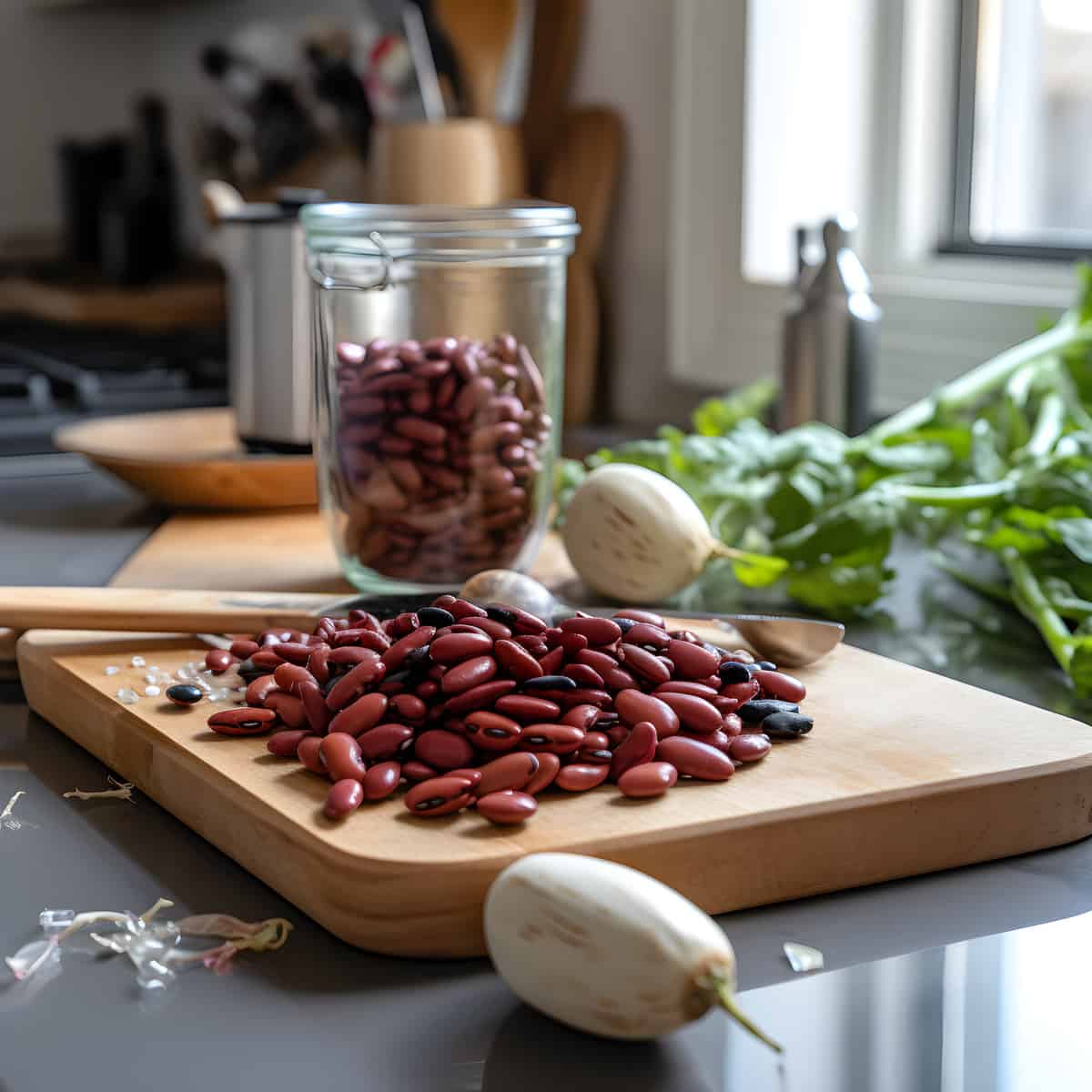 Lablab Beans on a kitchen counter