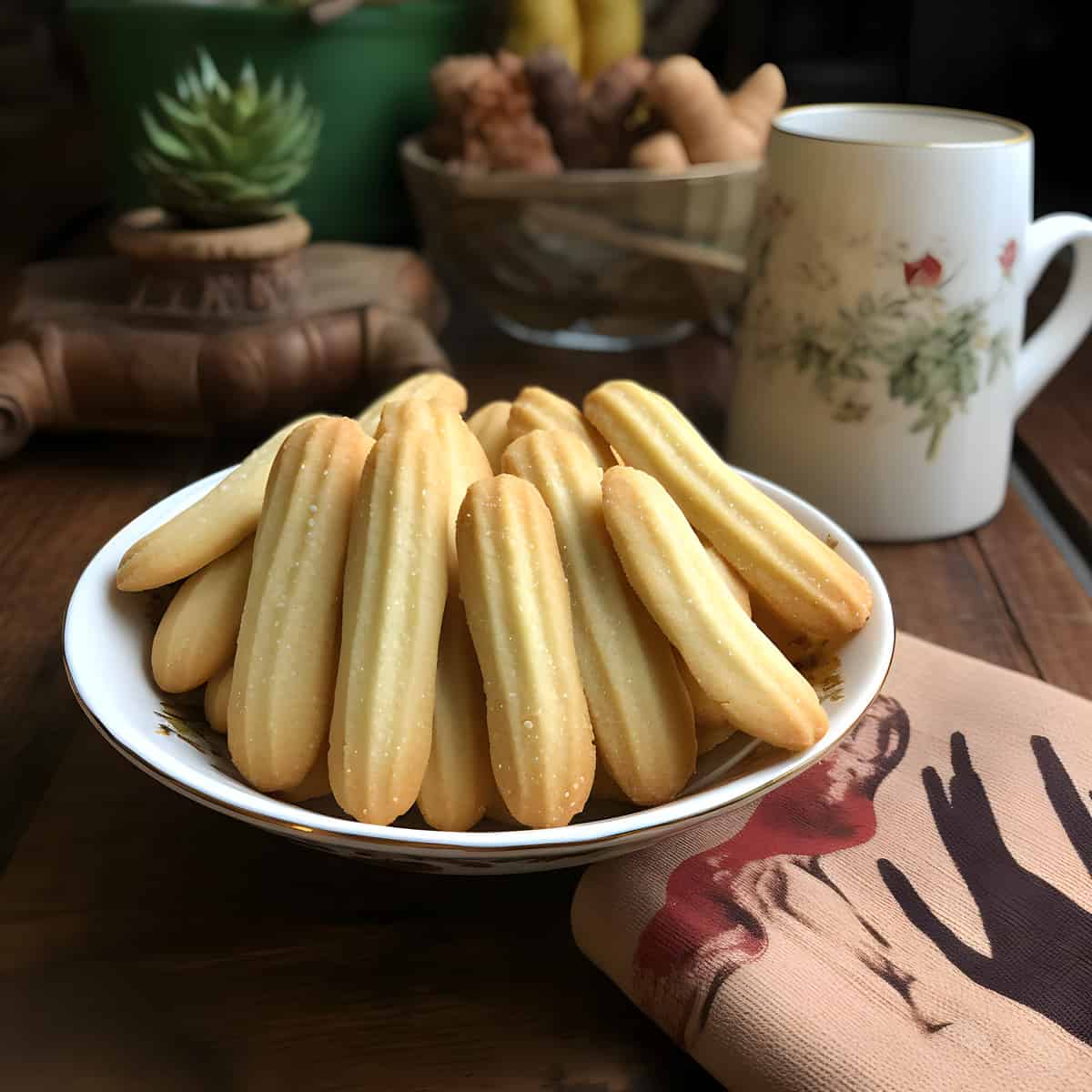 Lady Finger Cookies on a kitchen counter