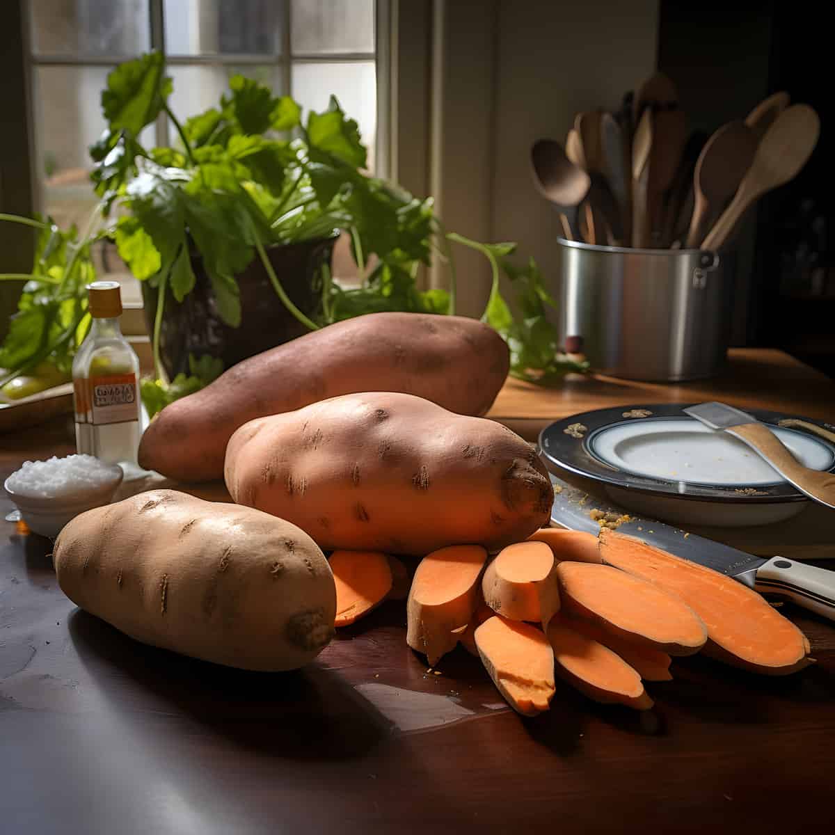 Lakan Or L Sweet Potatoes on a kitchen counter
