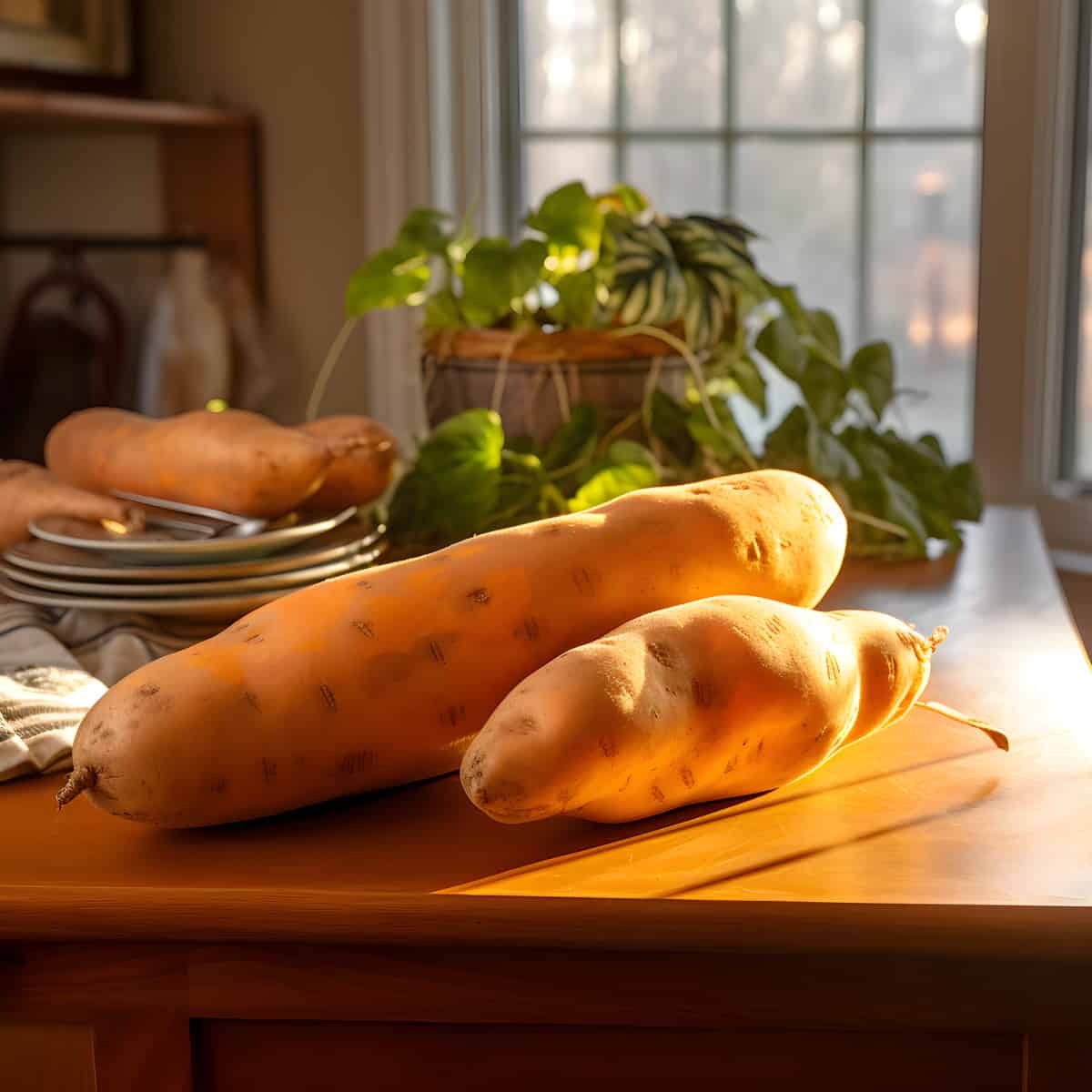 Maryland Golden Sweet Potatoes on a kitchen counter