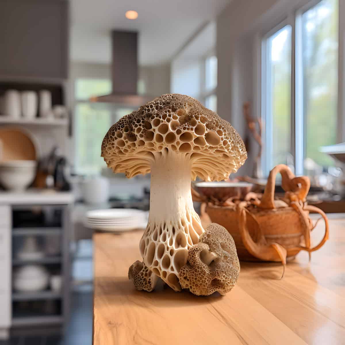 Morel Mushrooms on a kitchen counter