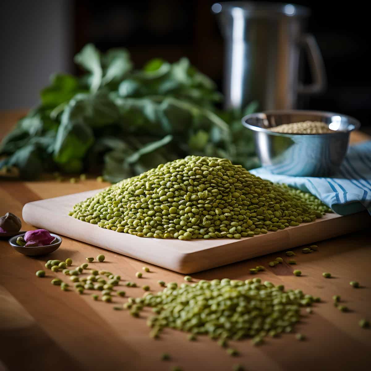 Mung Beans on a kitchen counter