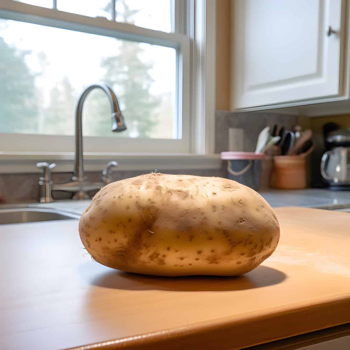 Nicola Potatoes on a kitchen counter