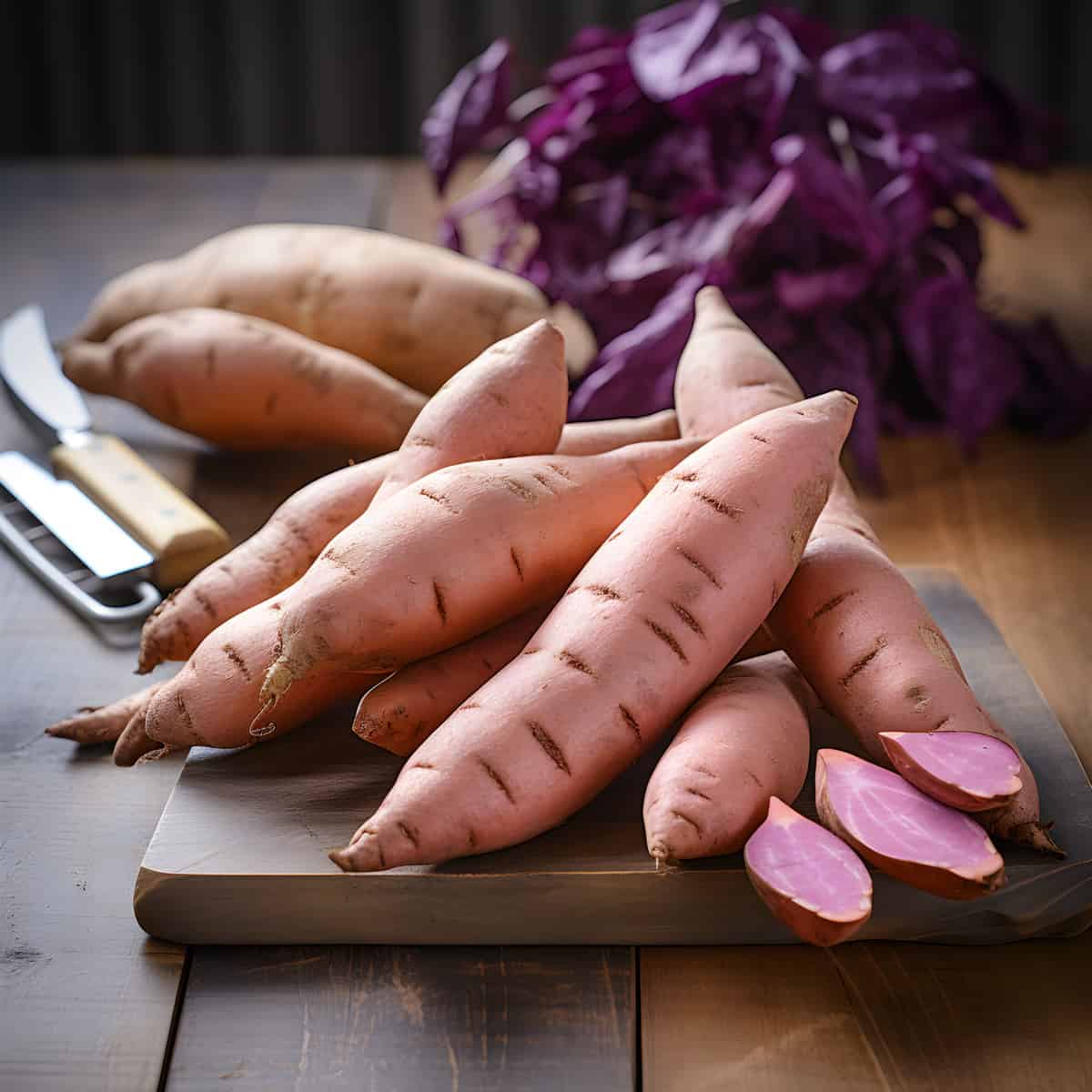 Northern Star Sweet Potatoes on a kitchen counter