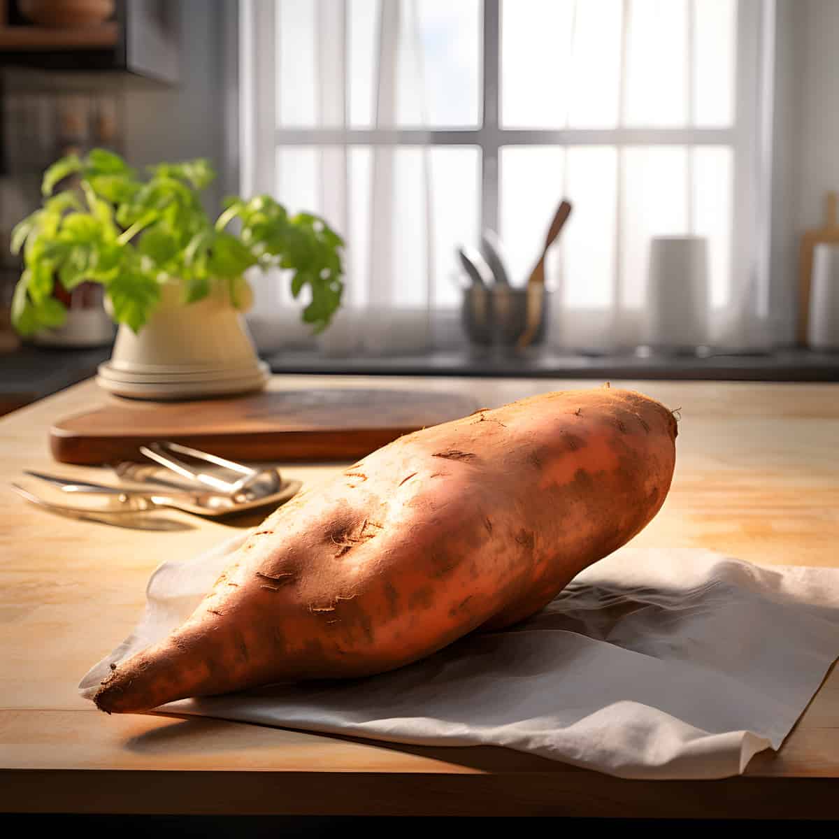 Onolena Or Hes Number Sweet Potatoes on a kitchen counter