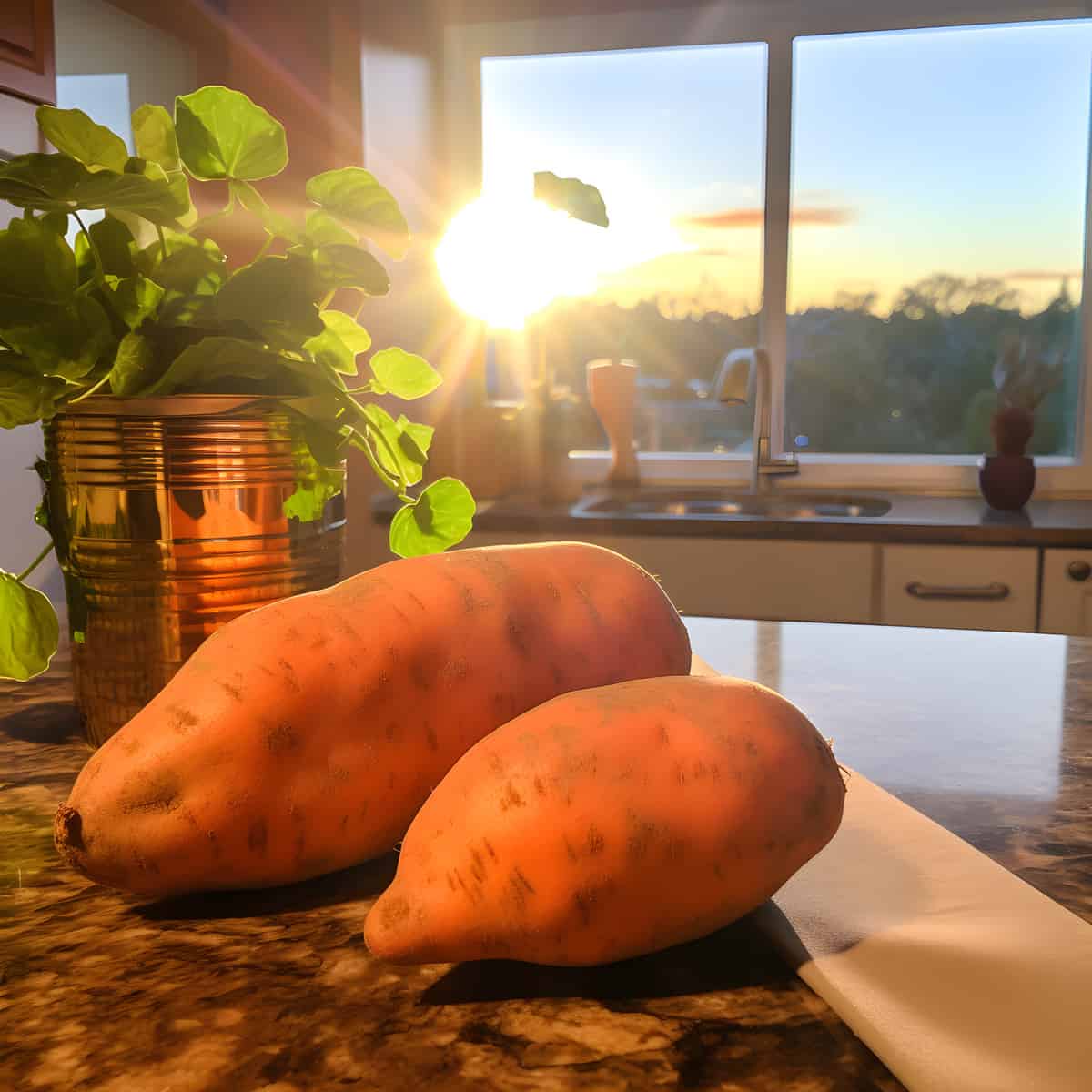 Orange Sunset Sweet Potatoes on a kitchen counter
