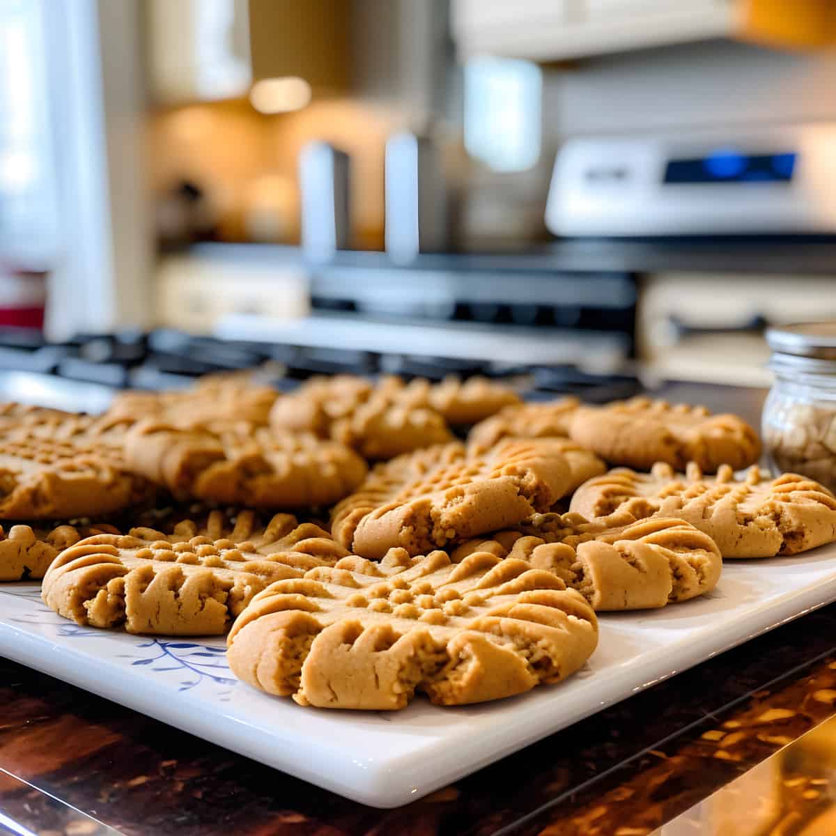 Peanut Butter Cookies on a kitchen counter
