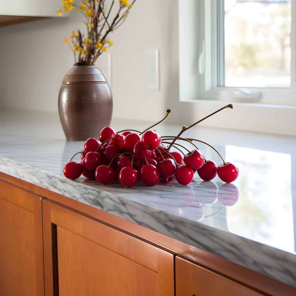 Pin Cherries on a kitchen counter