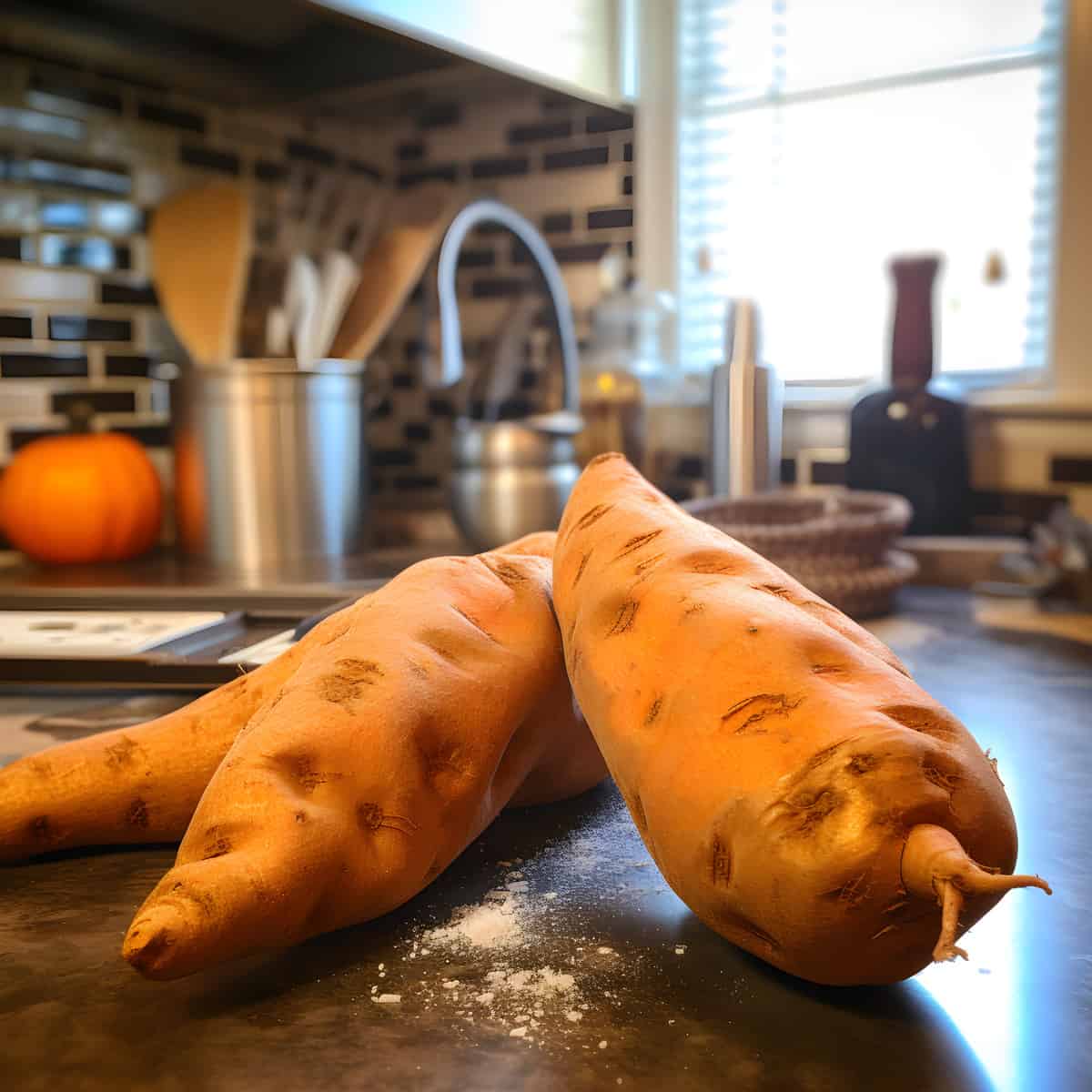 Pope Sweet Potatoes on a kitchen counter