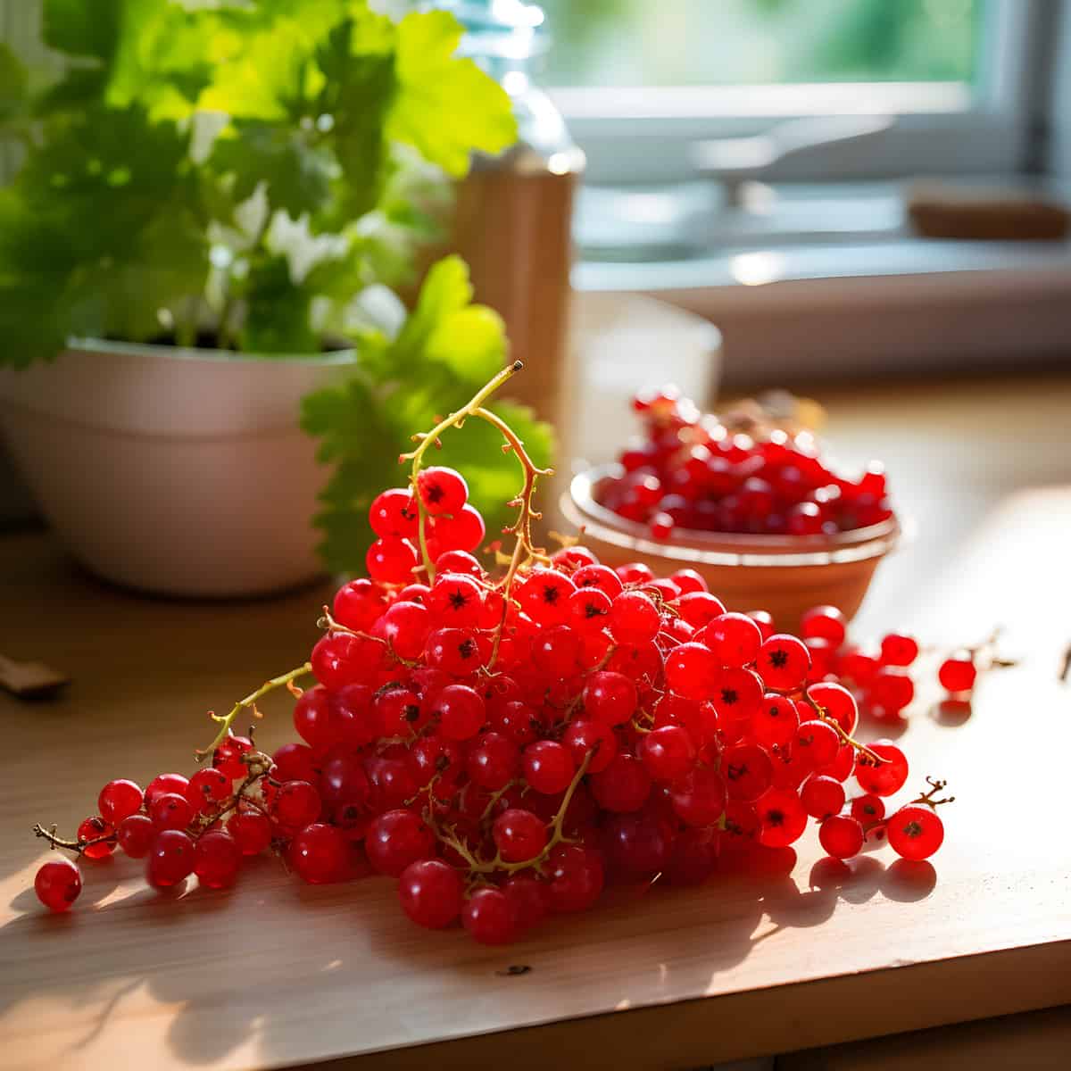 Red Currants on a kitchen counter