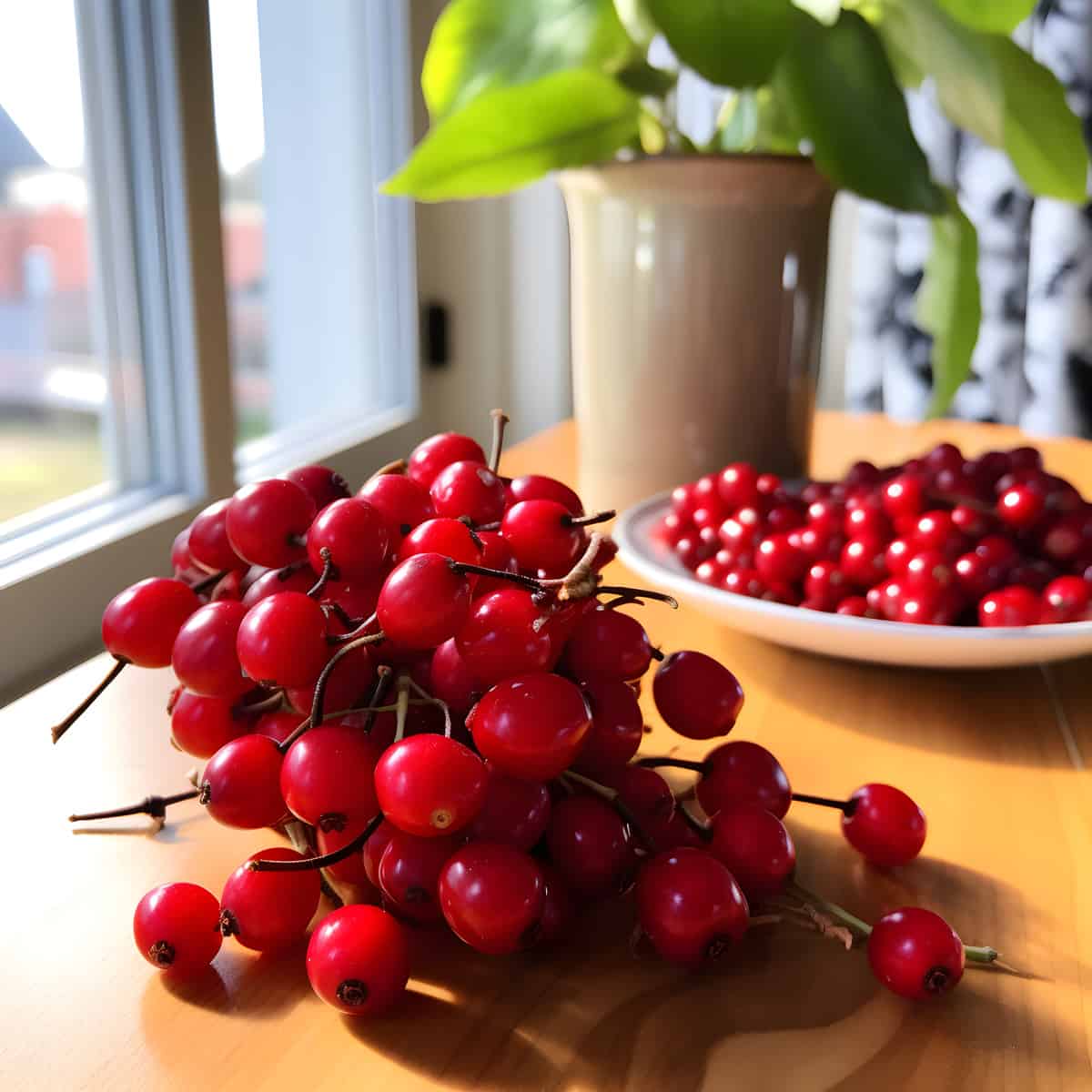 Red Huckleberries on a kitchen counter