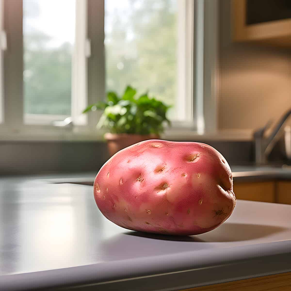 Red Pontiac Potatoes on a kitchen counter