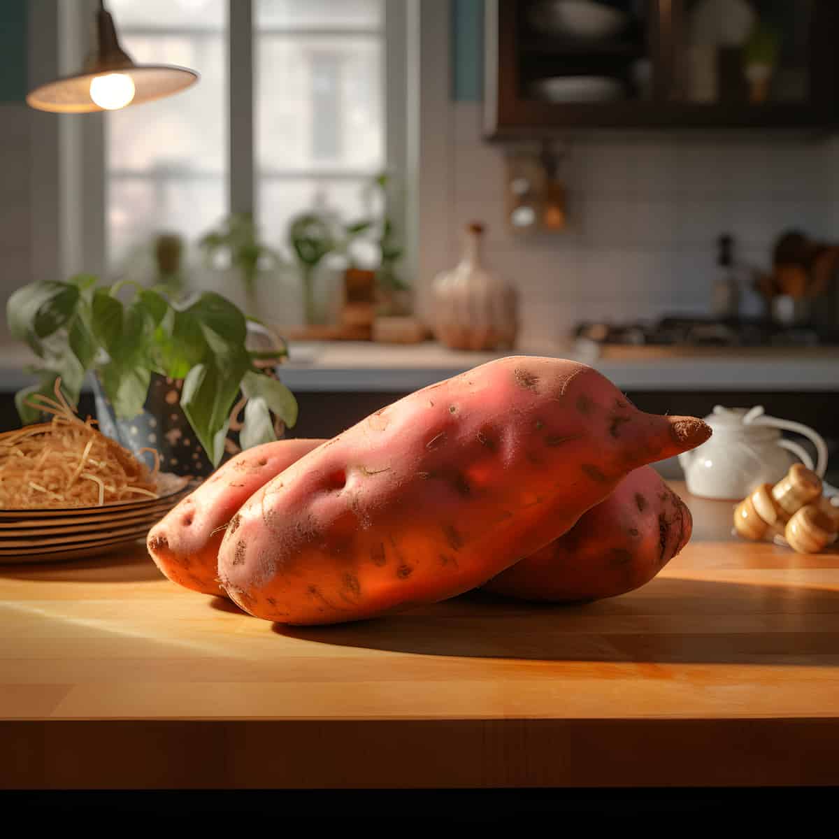 Redglow Sweet Potatoes on a kitchen counter