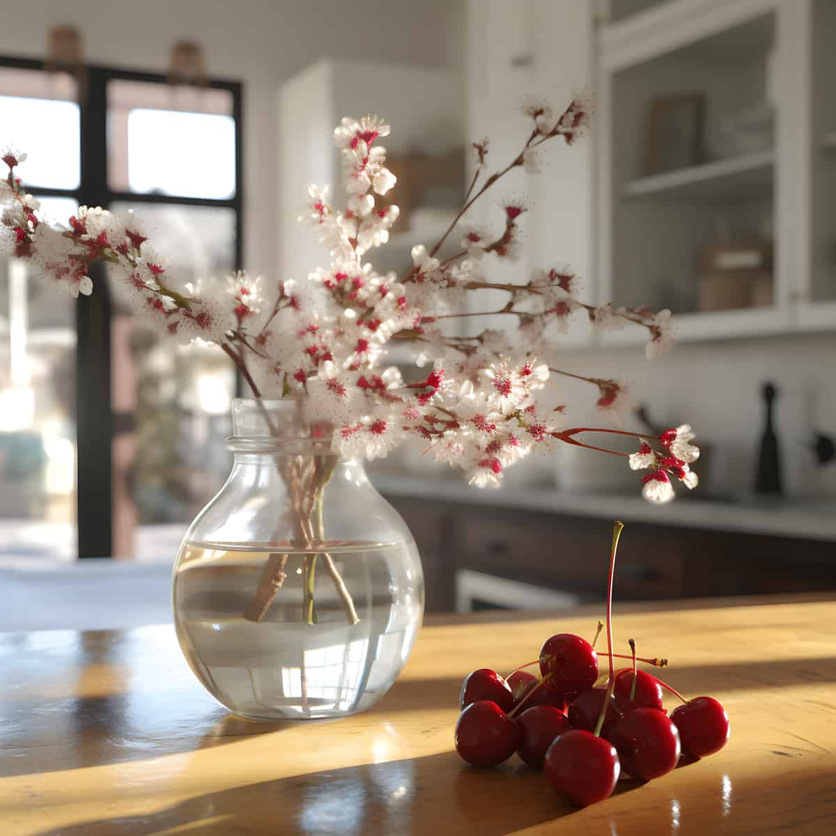 Sand Cherries on a kitchen counter