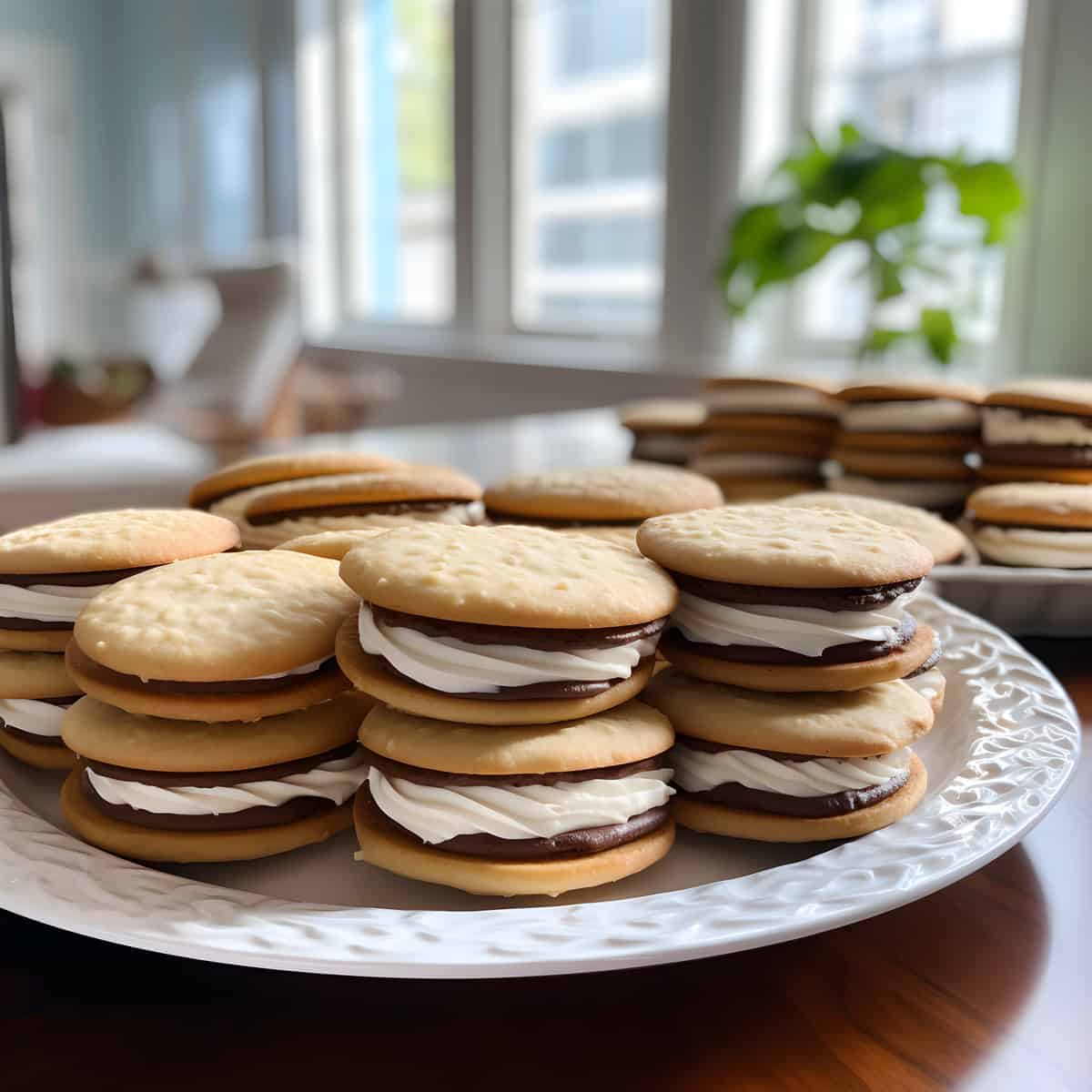 Sandwich Cookies on a kitchen counter