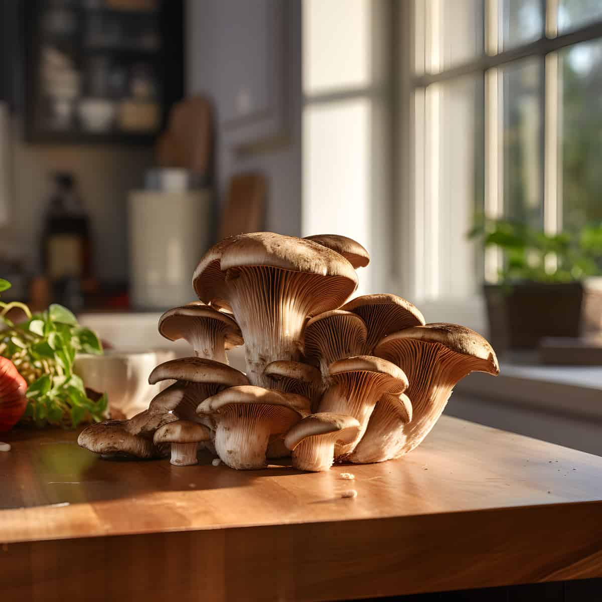 Shiitake Mushrooms on a kitchen counter
