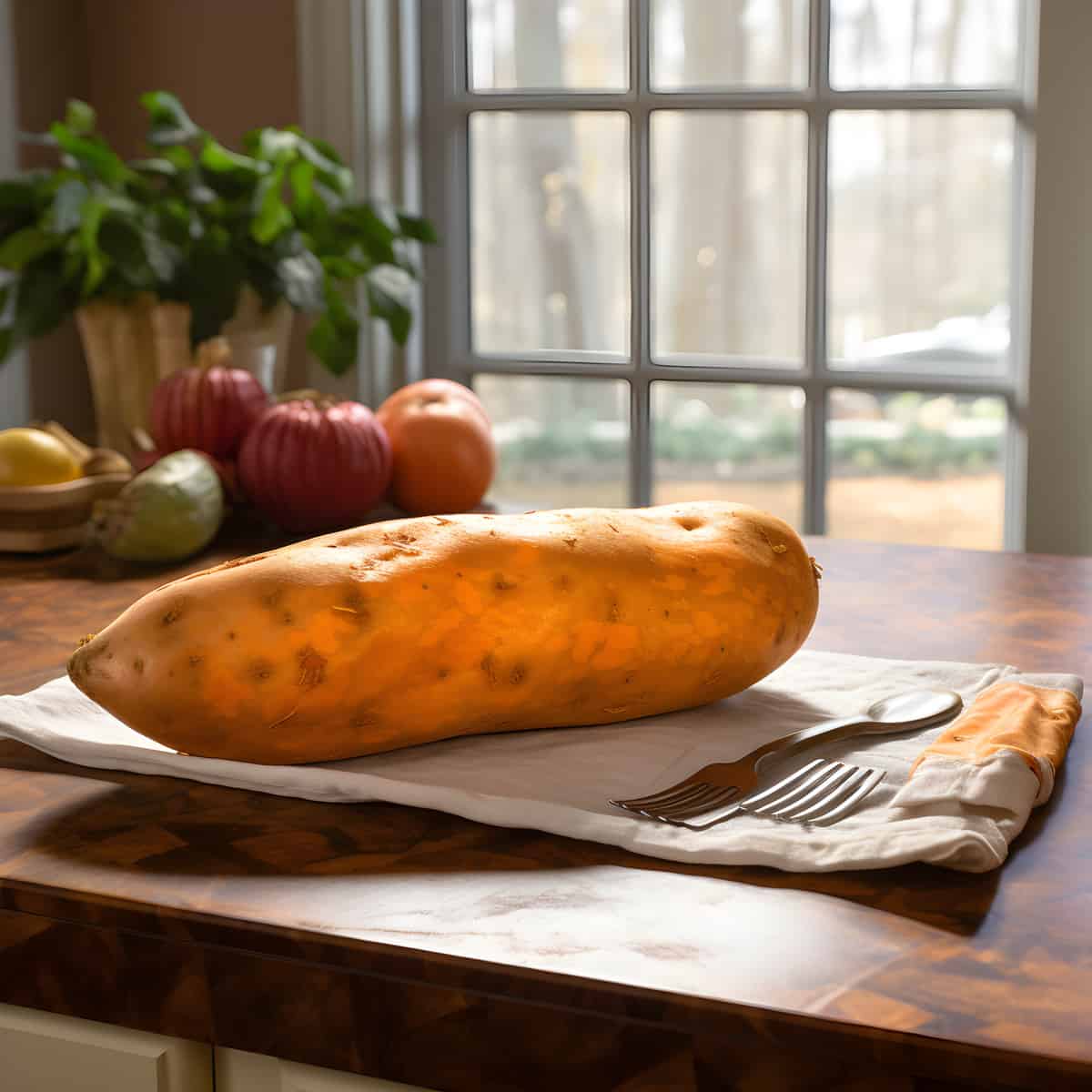 Shore Gold Sweet Potatoes on a kitchen counter
