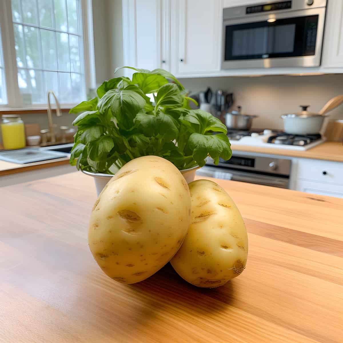 Skerry Champion Potatoes on a kitchen counter