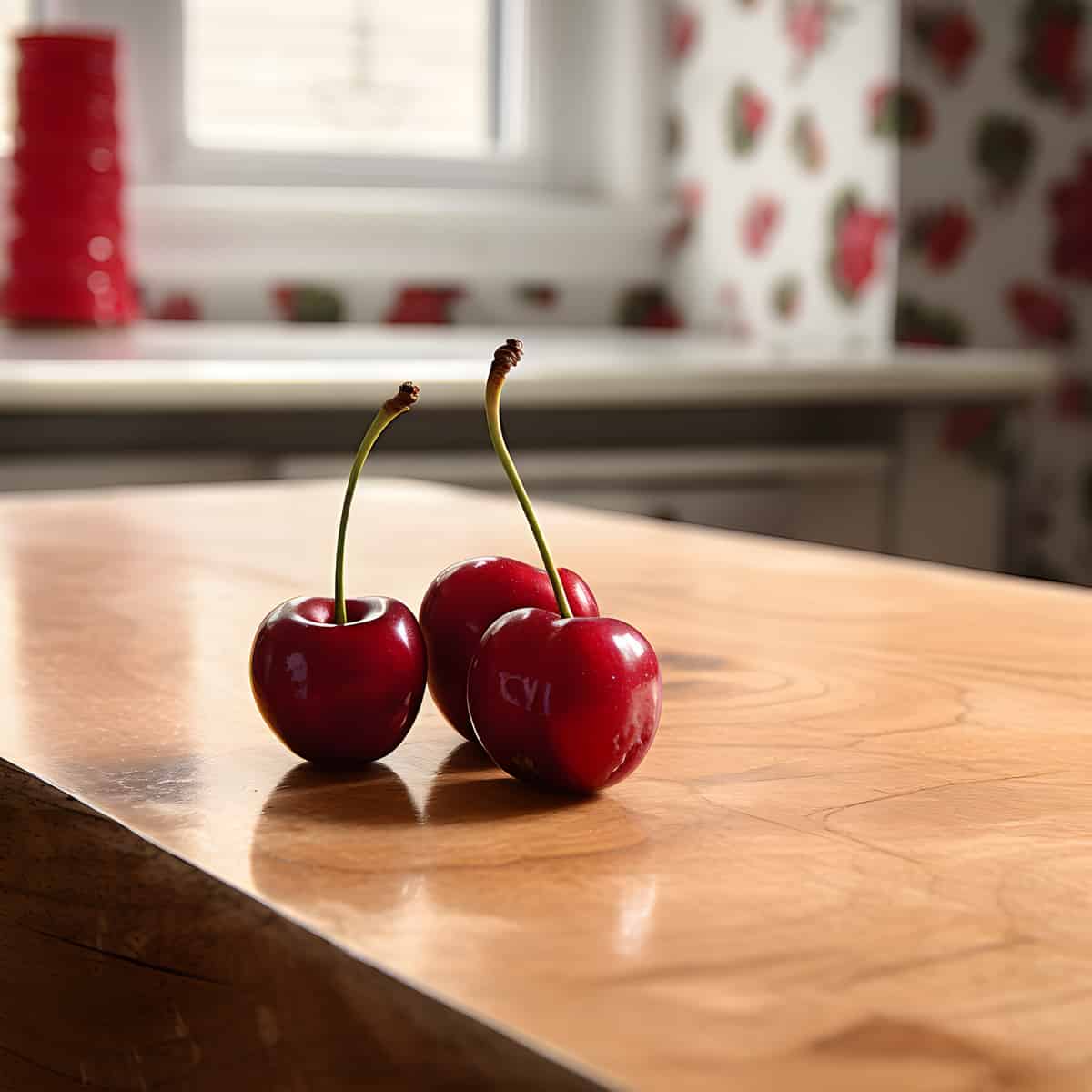 Spanish Cherries on a kitchen counter