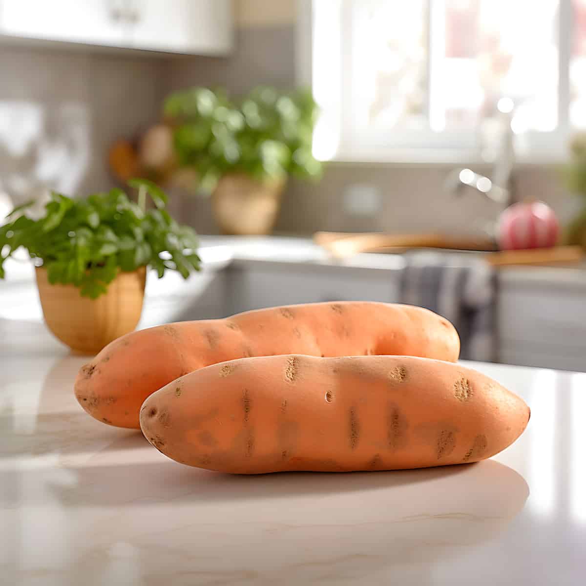 Sunnyside Sweet Potatoes on a kitchen counter