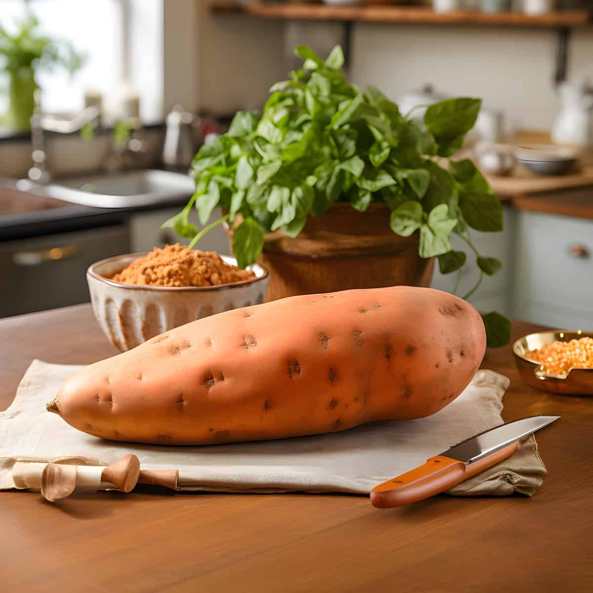 Tanhoma Sweet Potatoes on a kitchen counter
