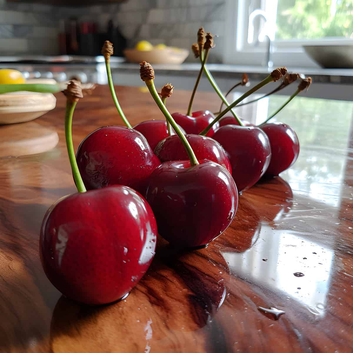 Tianshan Cherries on a kitchen counter