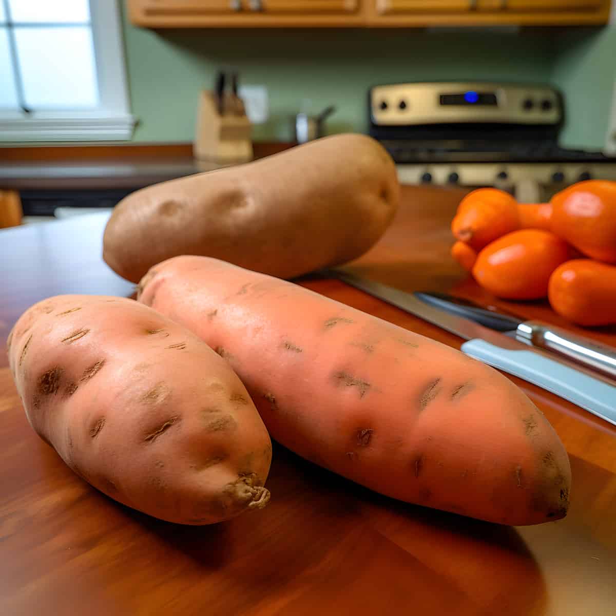 Travis Sweet Potatoes on a kitchen counter