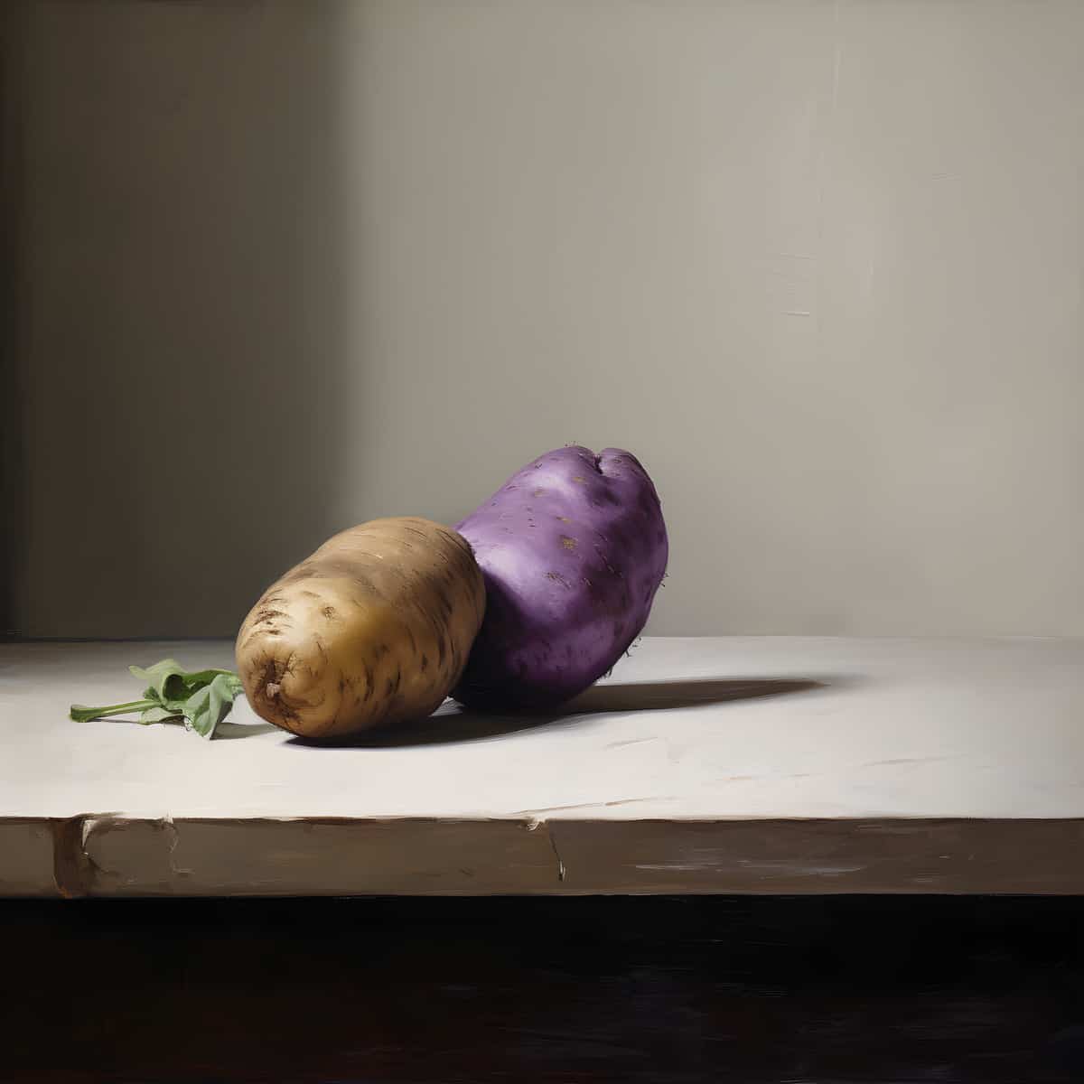 Violette Dauvergne Potatoes on a kitchen counter