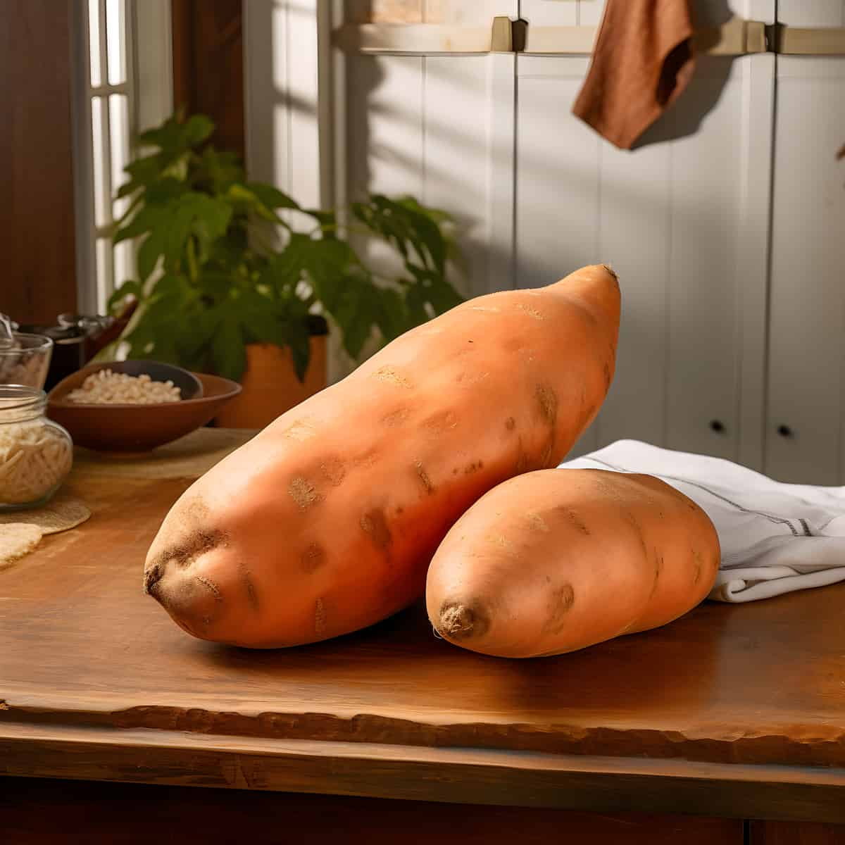 Virginian Or V Sweet Potatoes on a kitchen counter