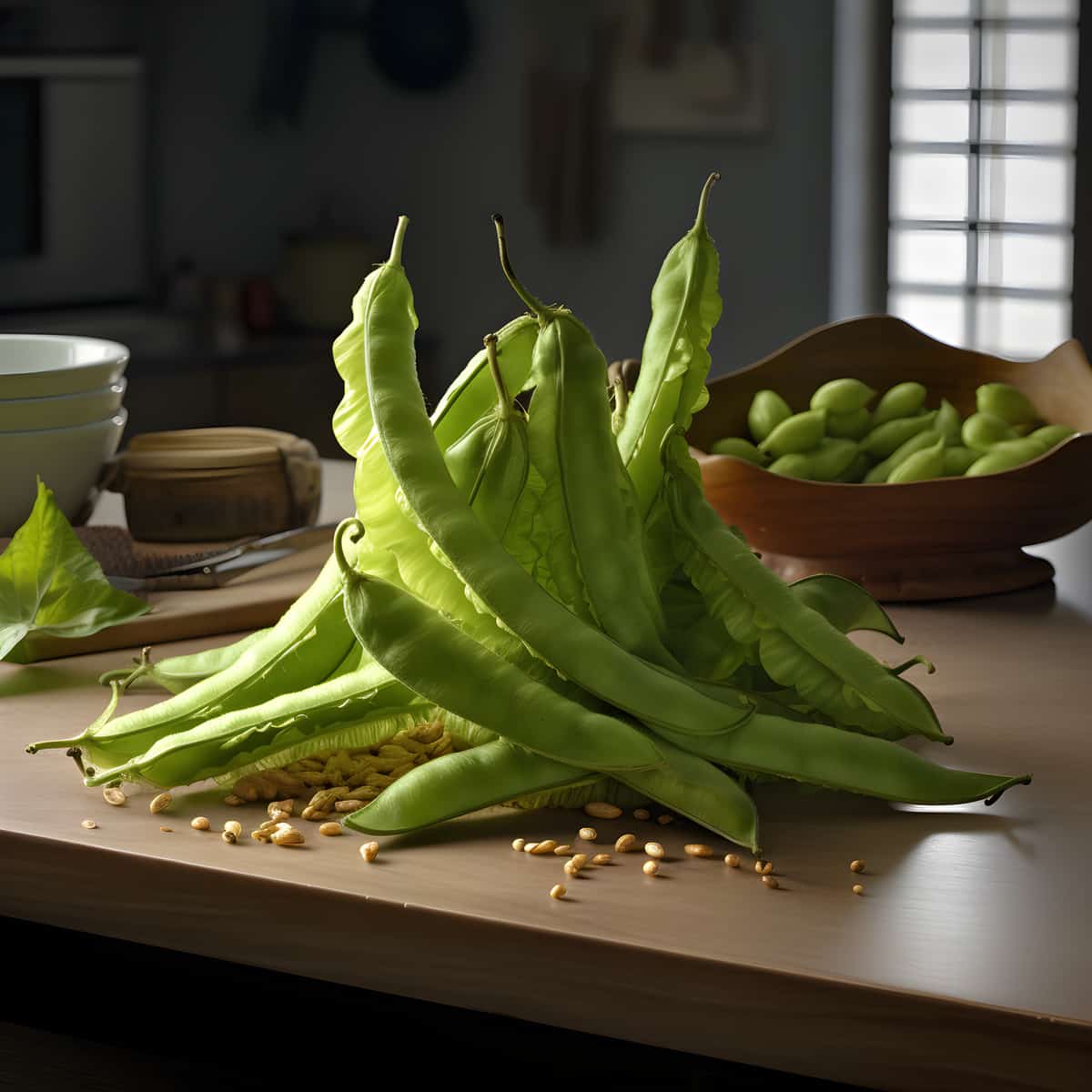 Winged Beans on a kitchen counter