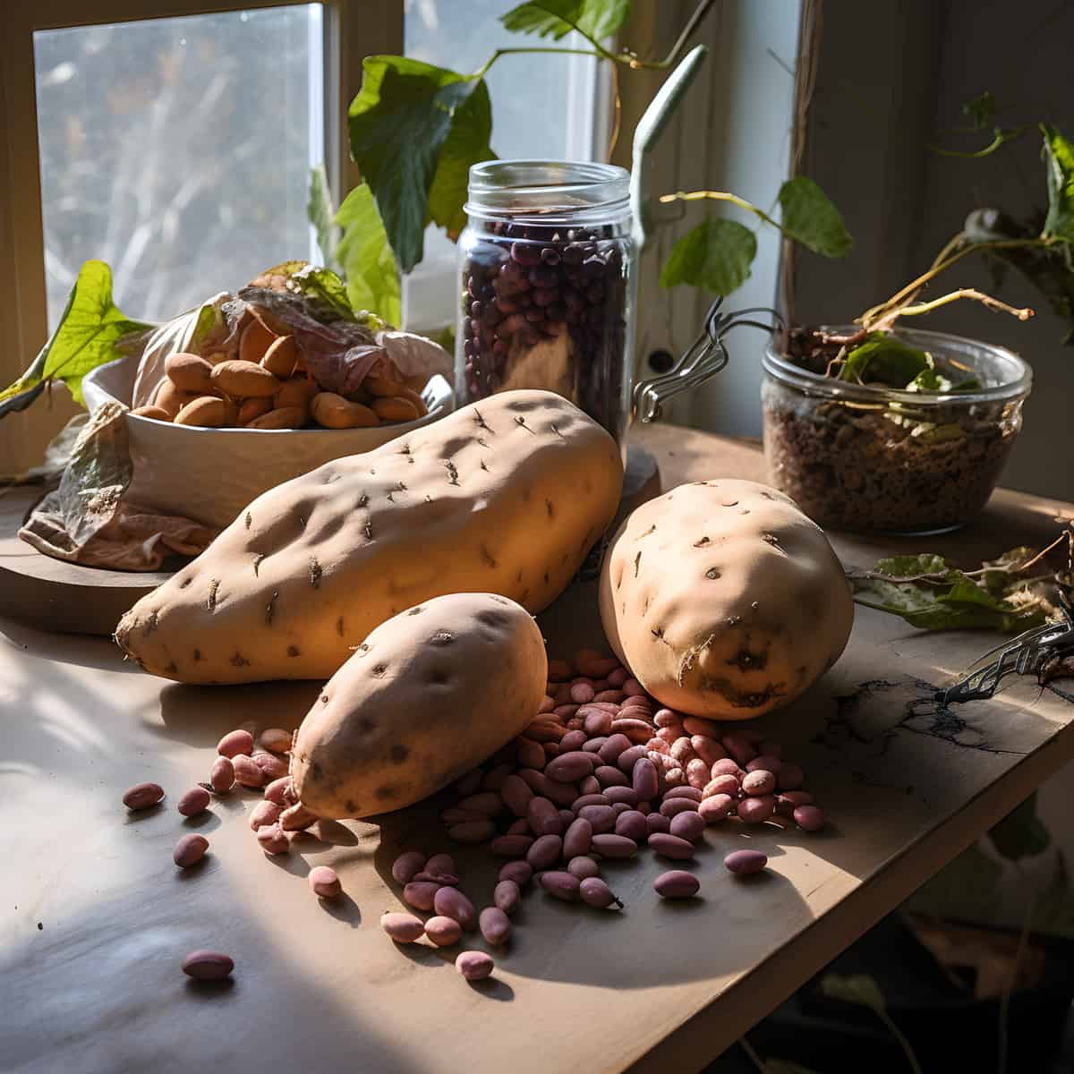 Yam Beans on a kitchen counter