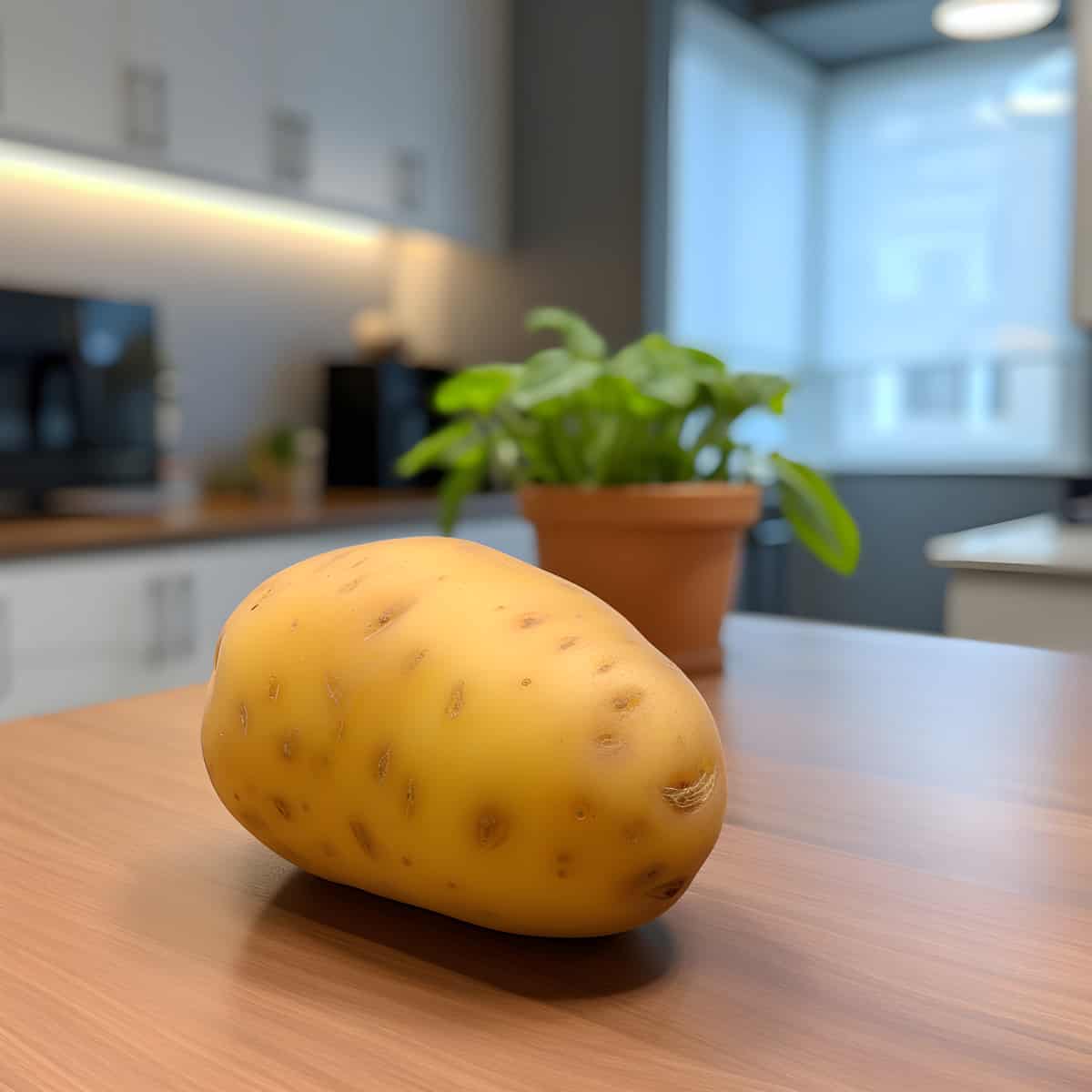 Yellow Finn Potatoes on a kitchen counter