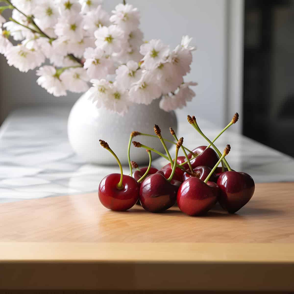 Yoshino Cherries on a kitchen counter
